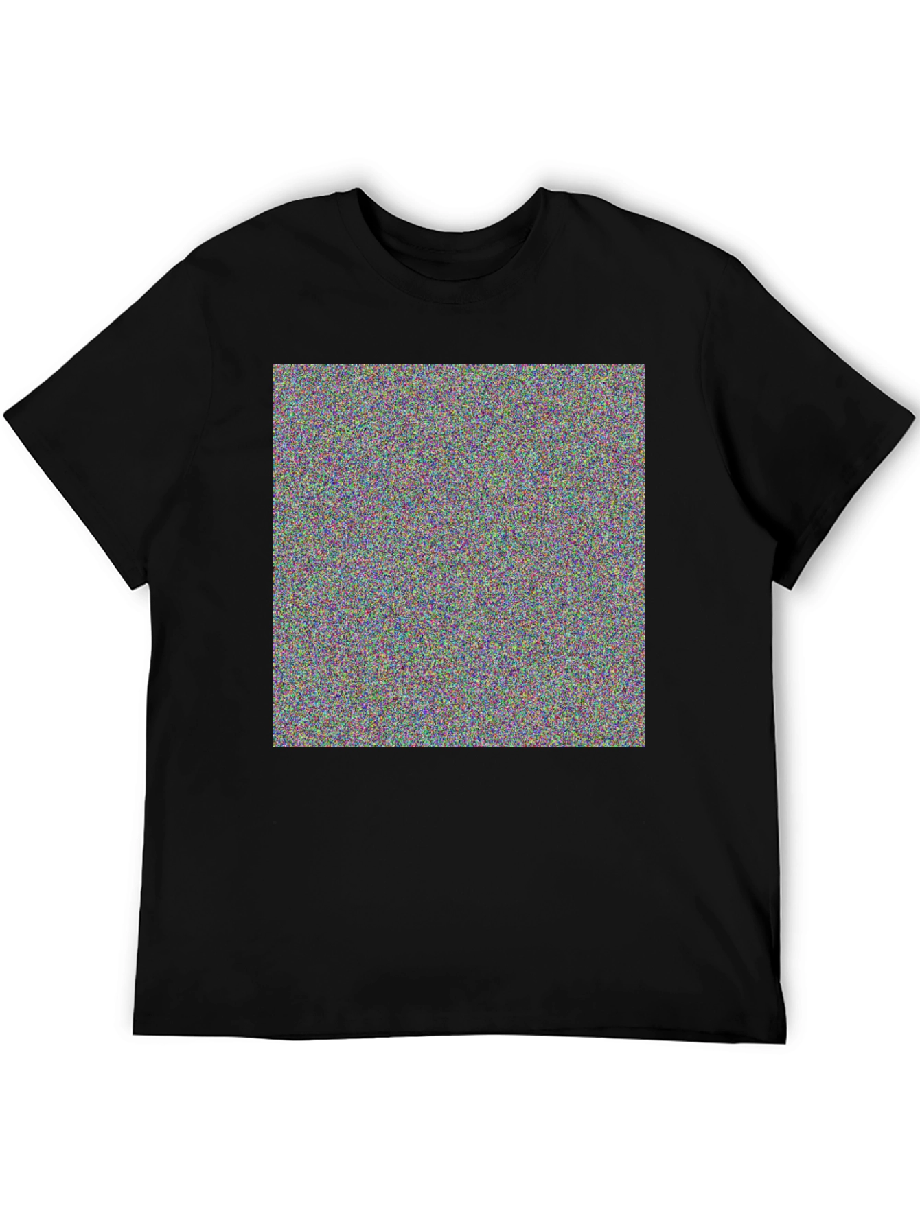 Black Men's Black T-Shirt with Colorful Geometric Design view 5