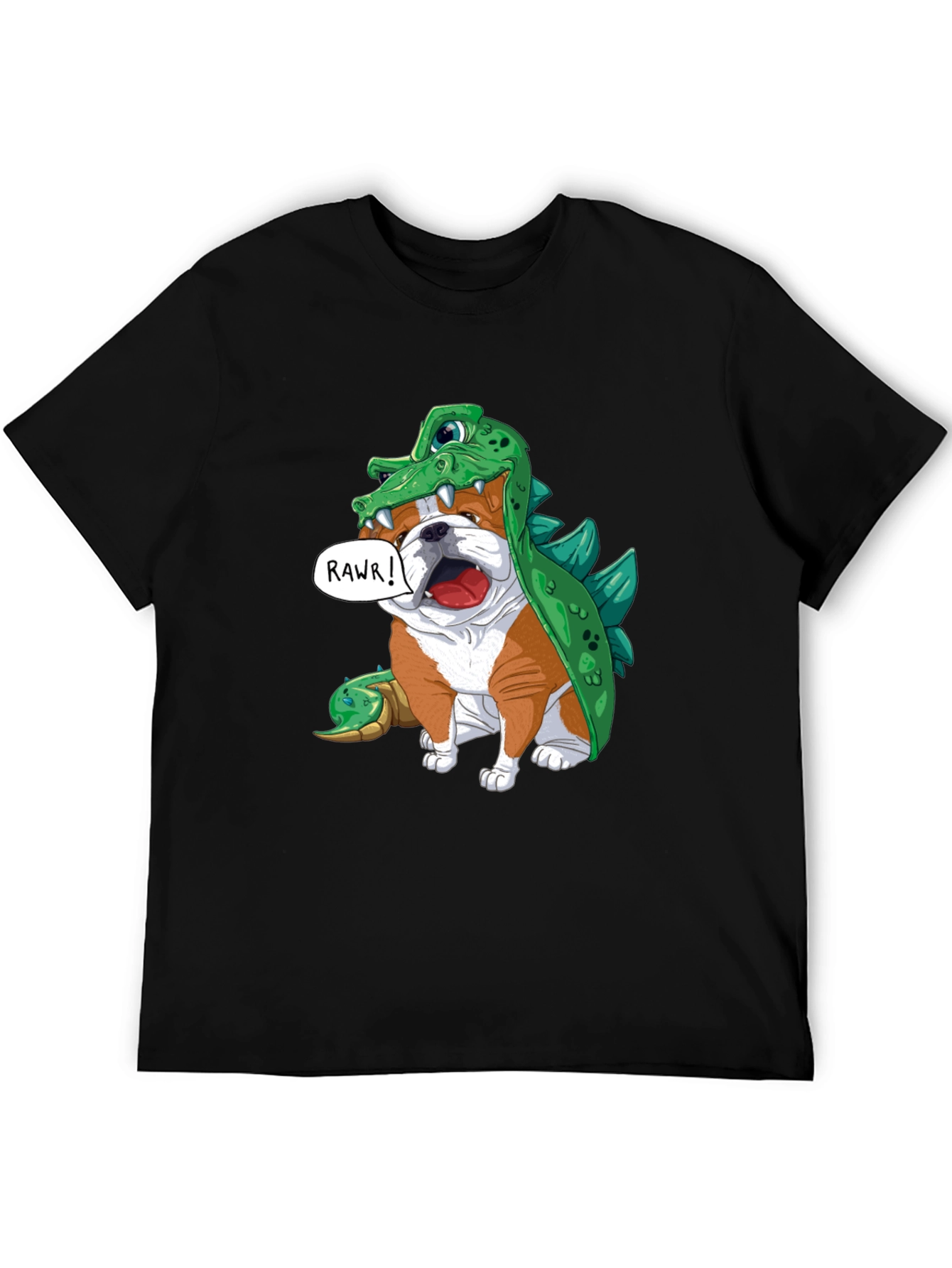 Black Bulldog in Crocodile Costume T-Shirt view 5