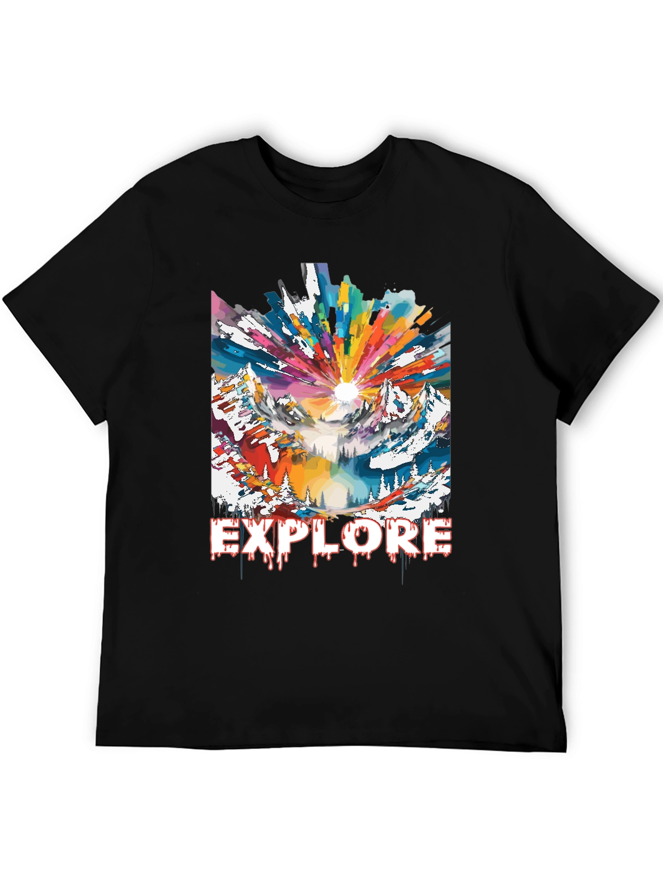 Black Explore Graphic Tee - Adventure Mountain Design view 5