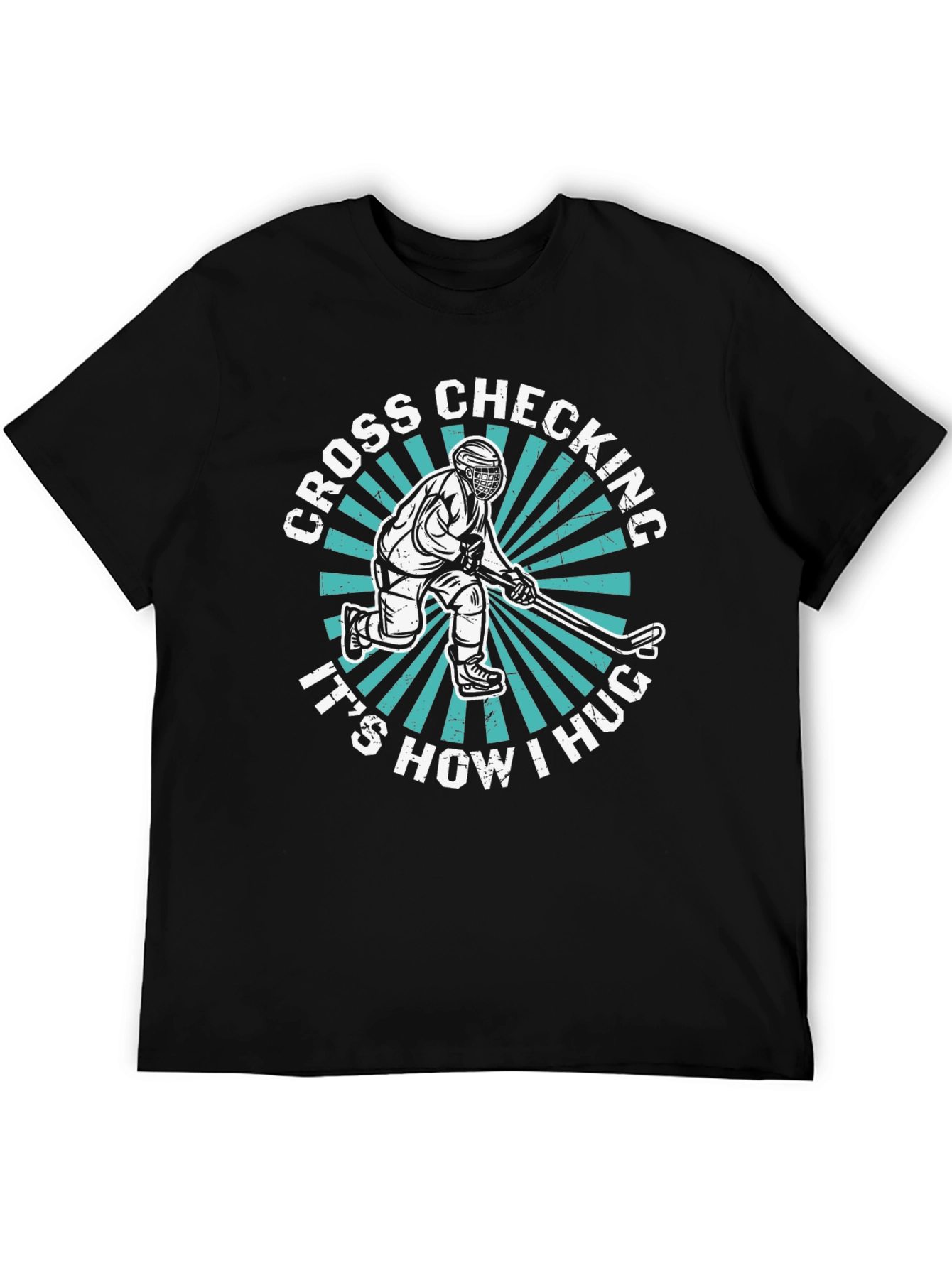Black Cross Checking Hockey Hug T-Shirt view 5