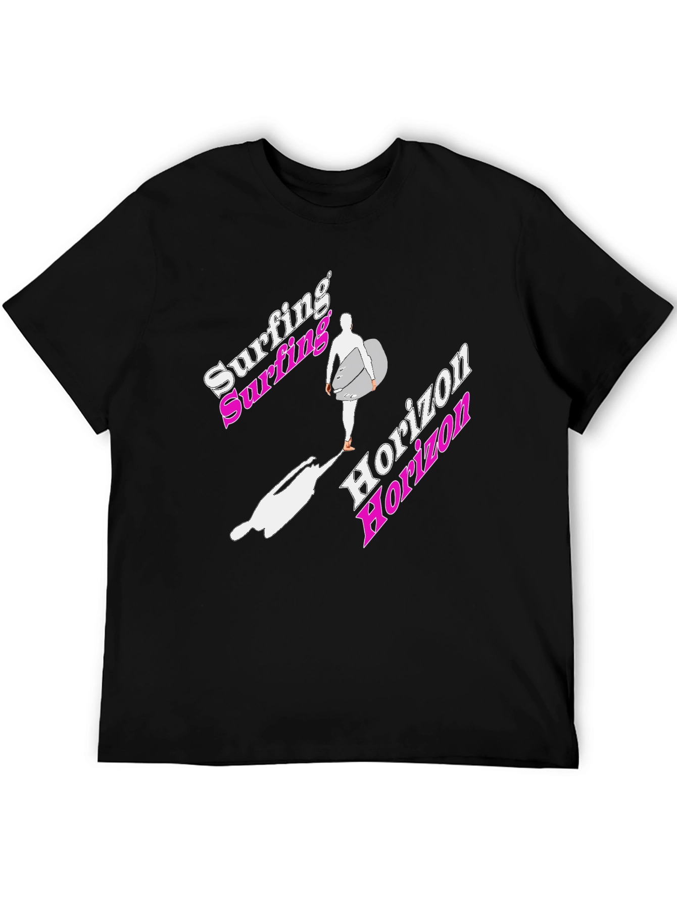 Black Surfing Horizon Graphic Tee - Black Cotton Shirt view 5