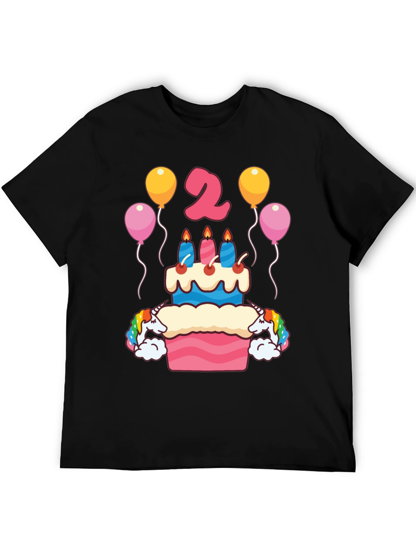 Black Unicorn 2nd Birthday Party T-Shirt view 5
