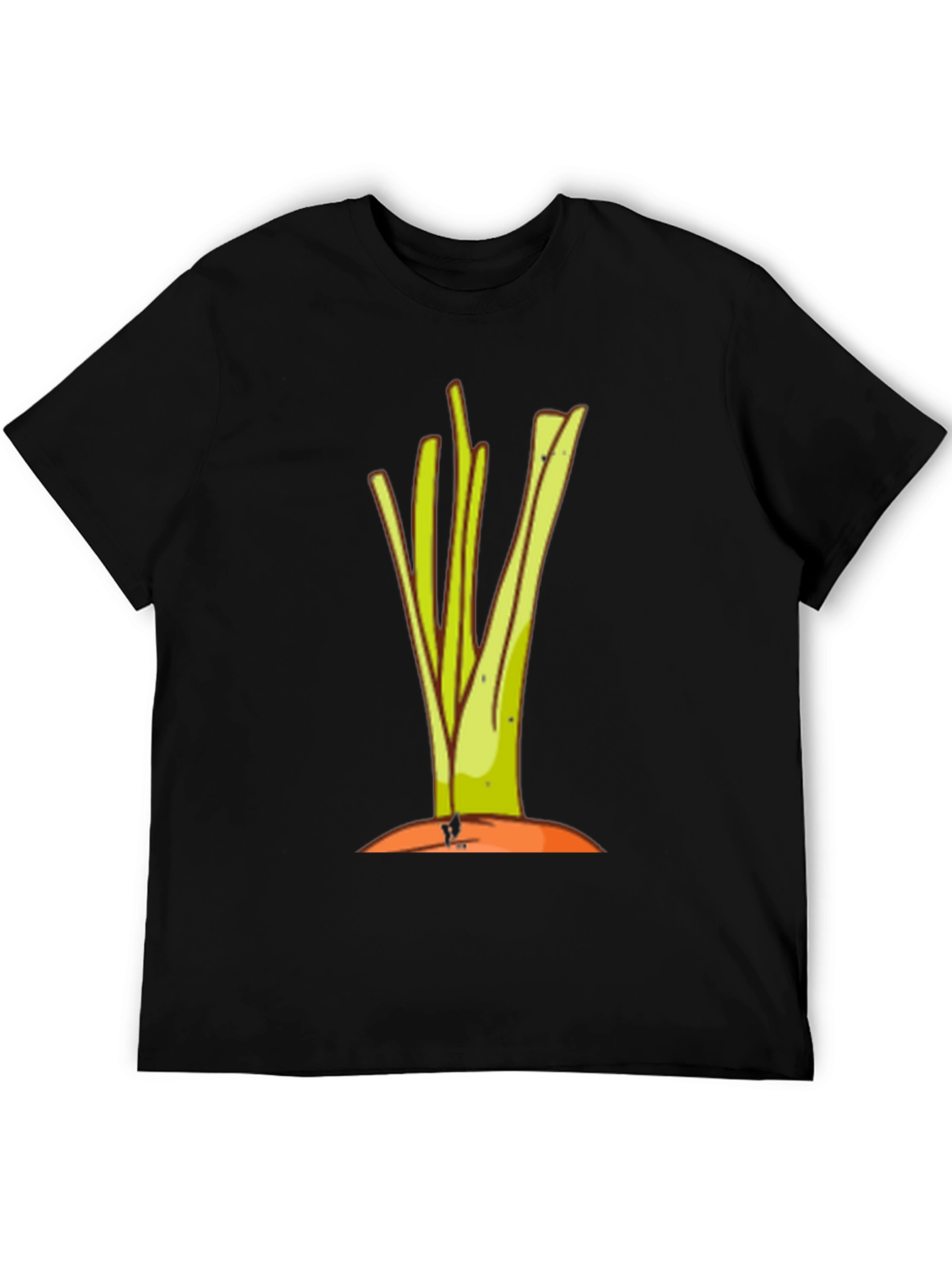 Cartoon Leek Graphic Black Tee - 5