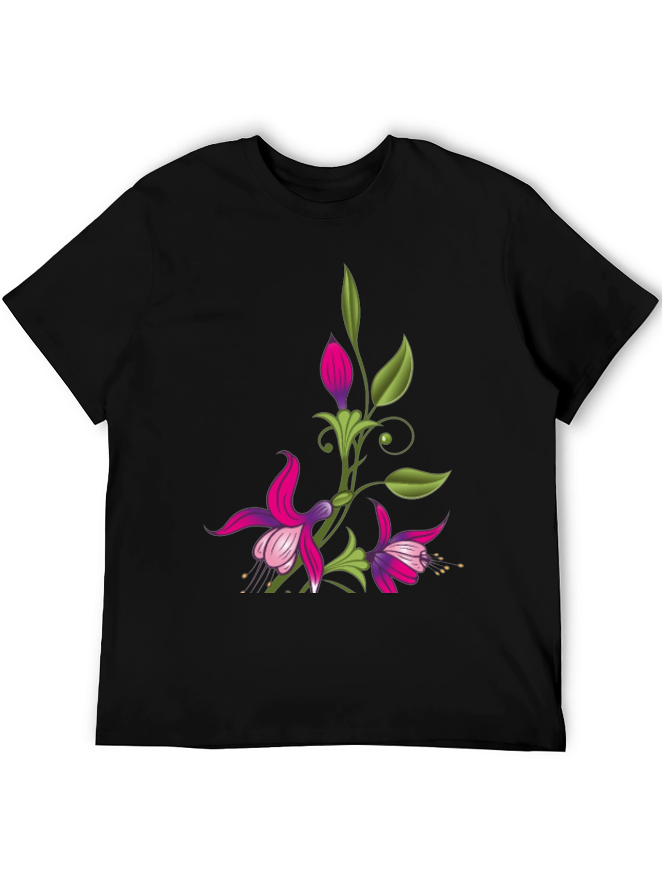 Black Floral Graphic Black T-Shirt view 5