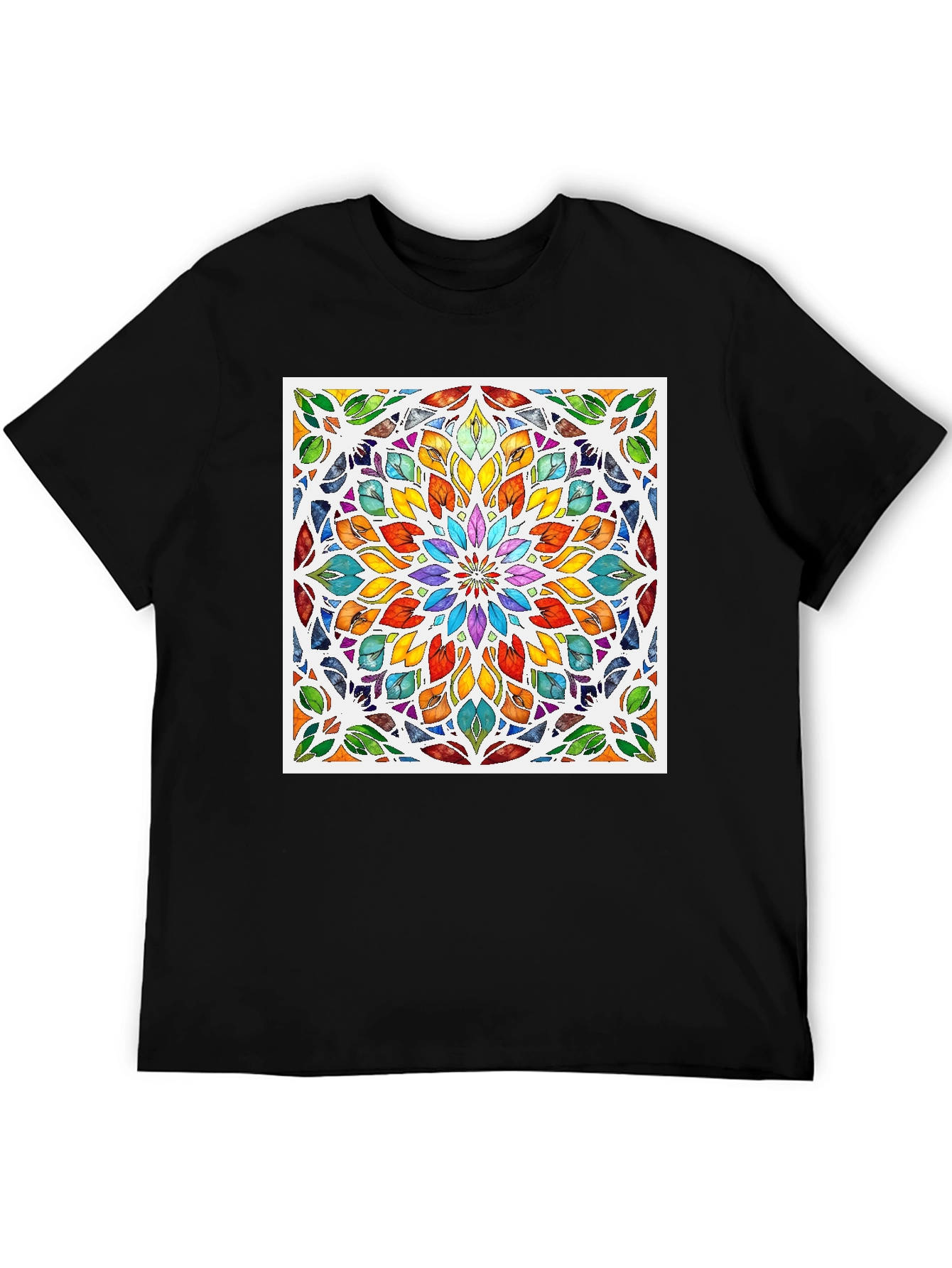 Black Colorful Mandala Graphic Black T-Shirt view 5