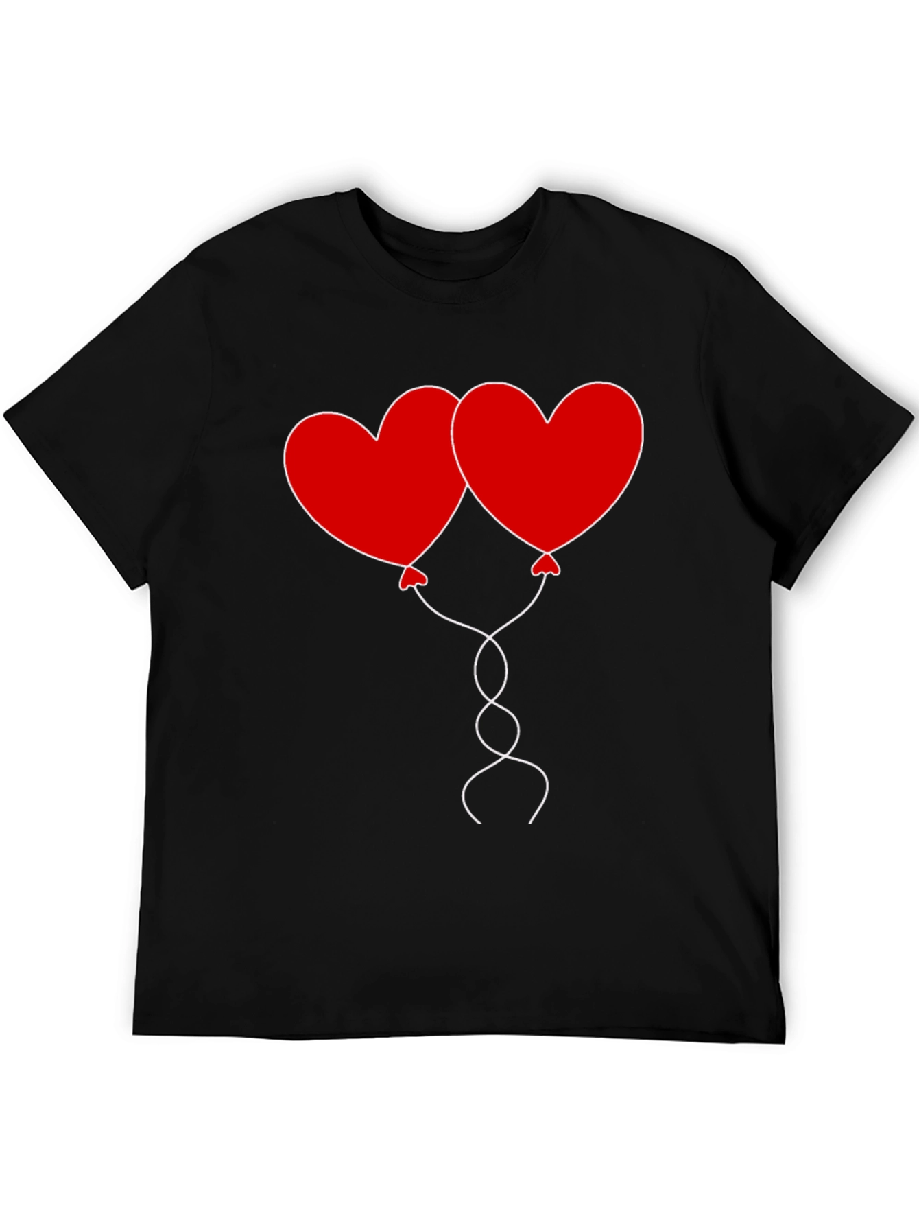 Black Heart Balloons Graphic Tee - Black Cotton Casual Shirt view 5