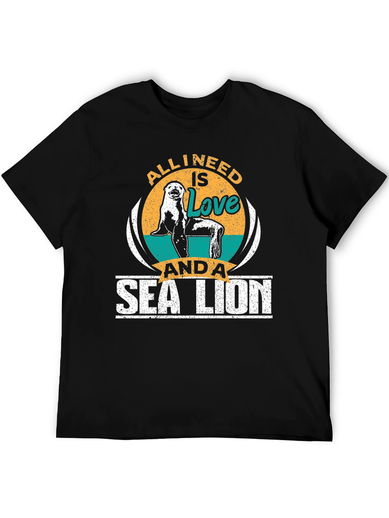 Black All I Need Is Love And A Sea Lion T-Shirt view 5