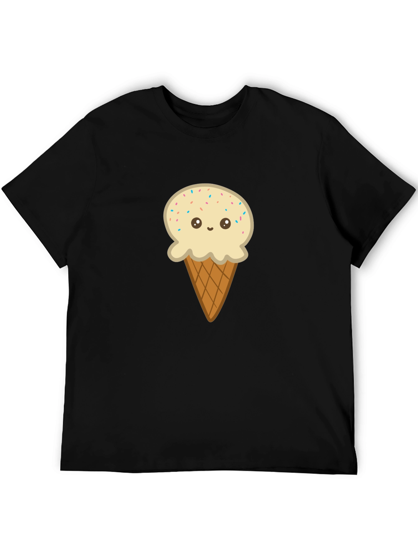 Black Ice Cream Cone Graphic Tee - Black Cotton T-Shirt view 5