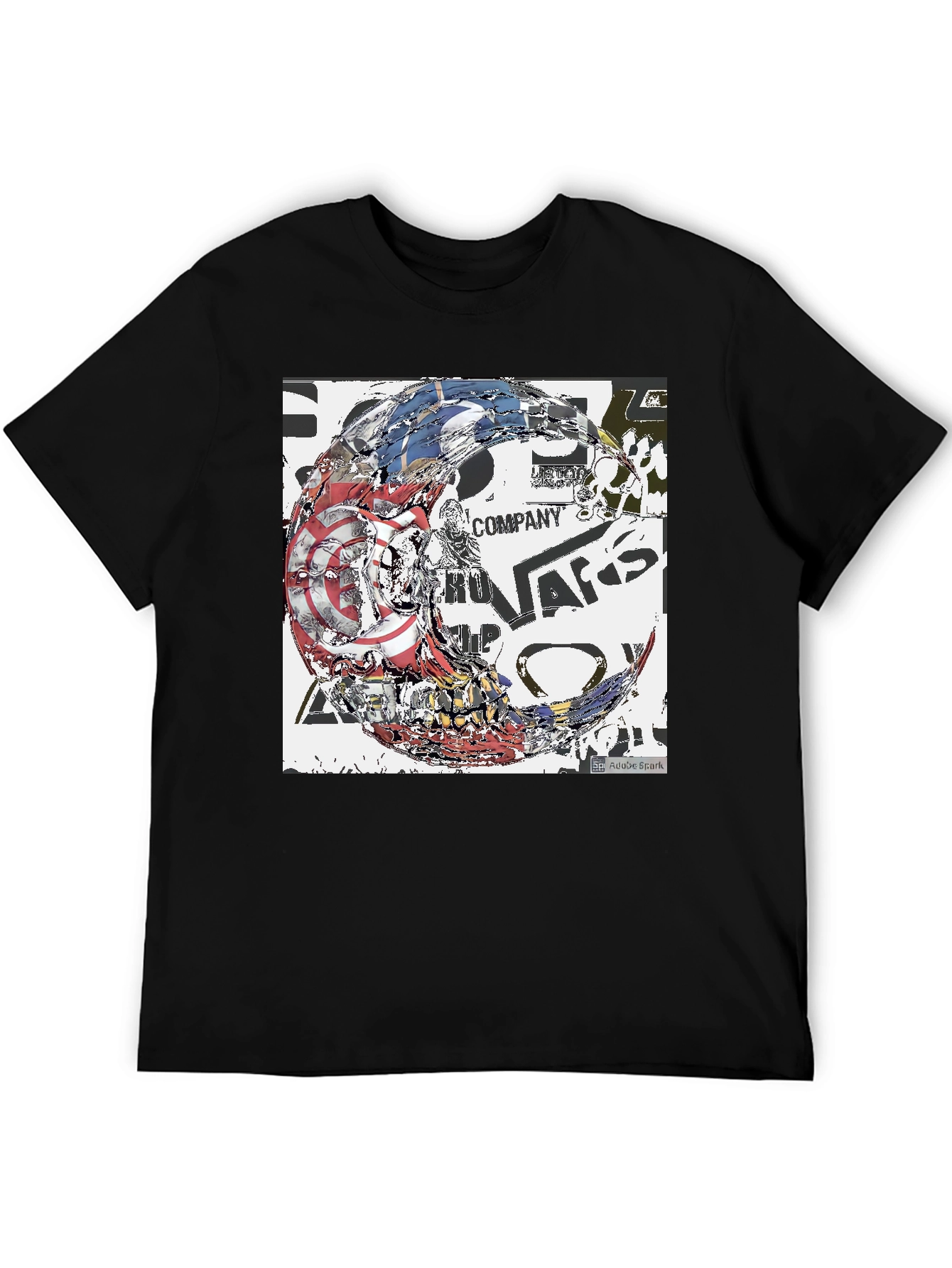 Black Abstract Graphic Print Black Tee view 5