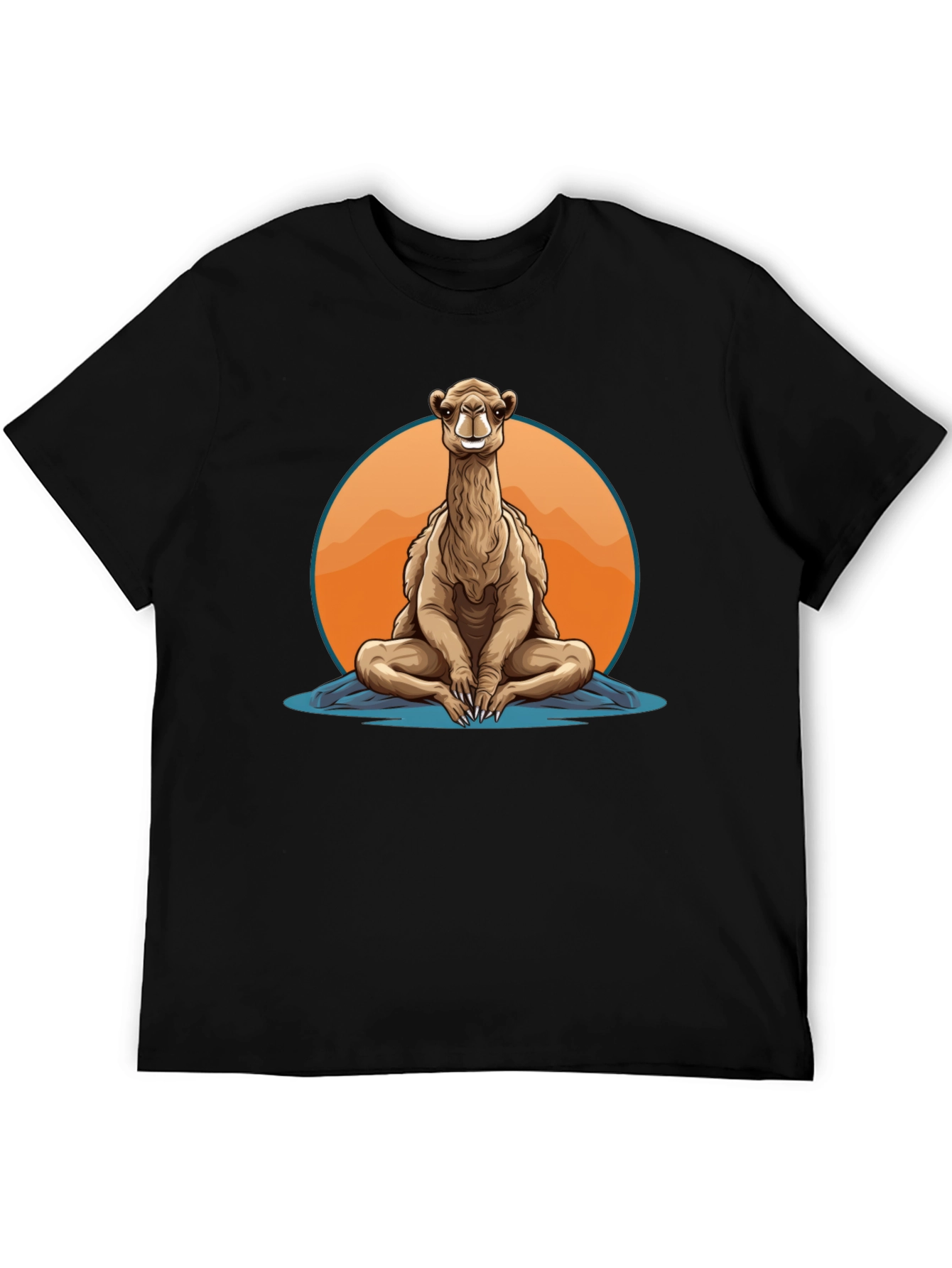 Black Meditating Camel T-Shirt - Zen Animal Graphic Tee view 5