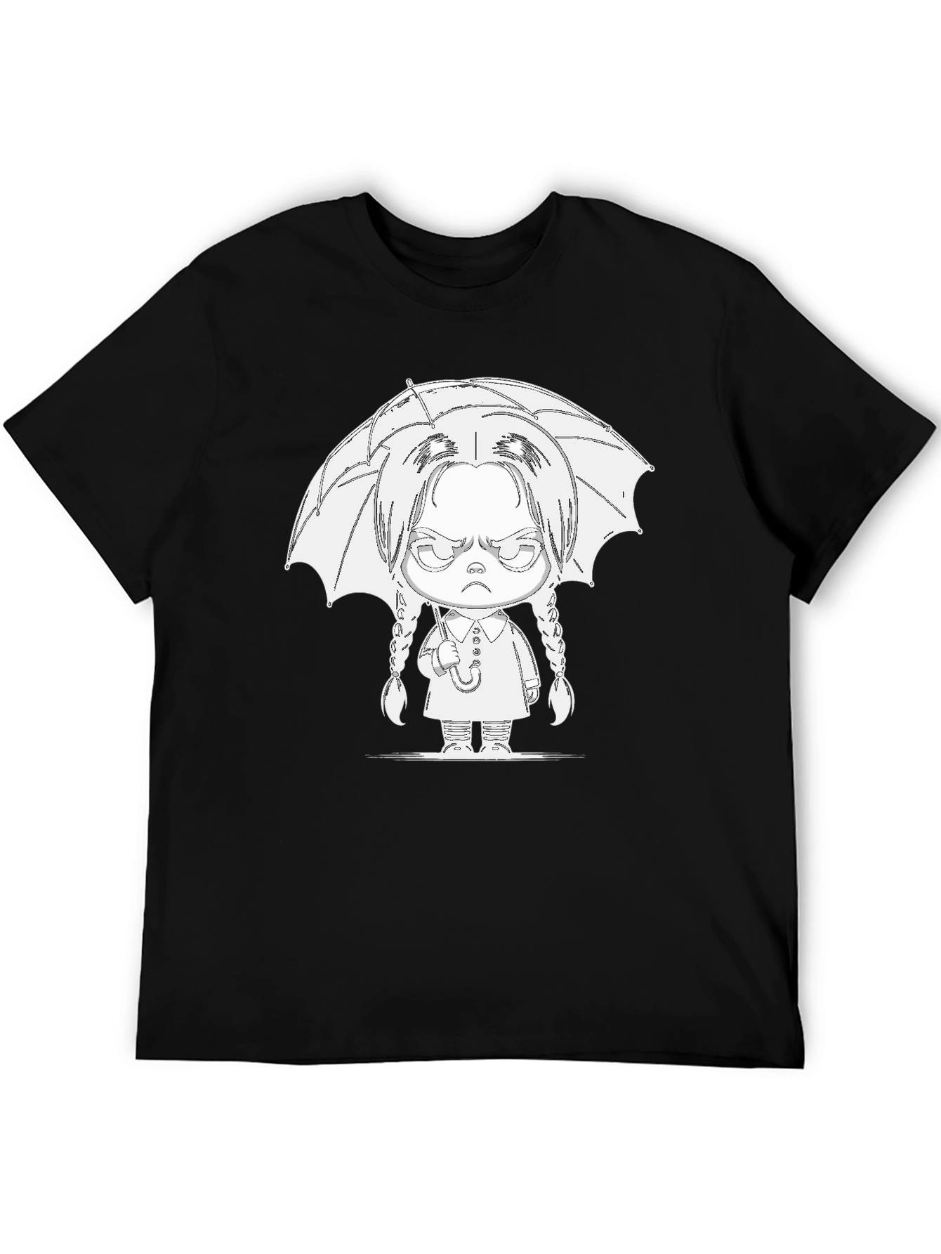 Black Wednesday Addams Umbrella T-Shirt - Goth Style view 5