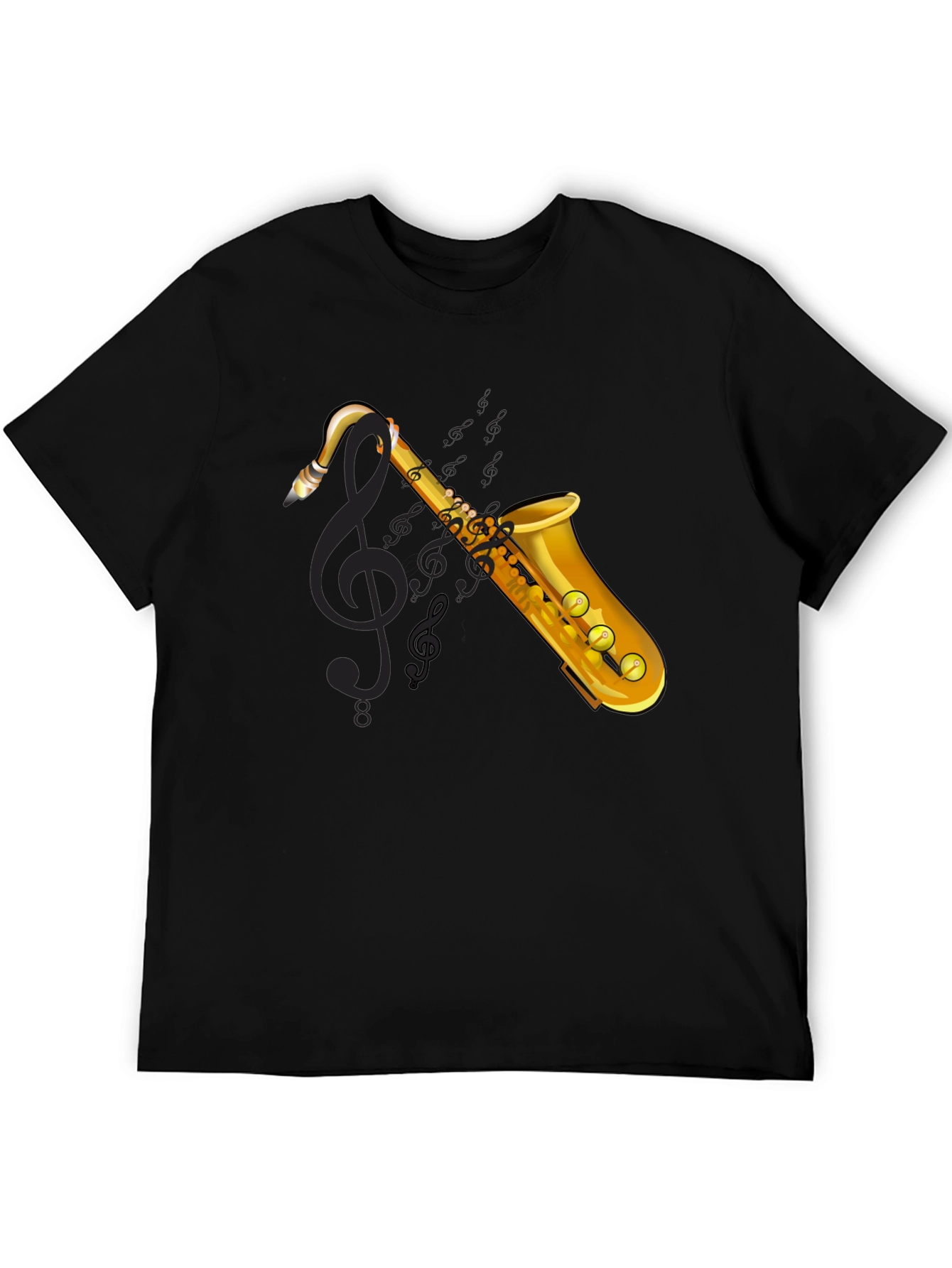 Black Saxophone Graphic Tee - Music Lover's T-Shirt view 5