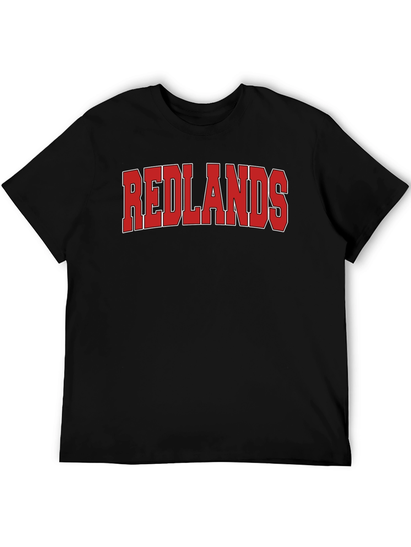 Black Redlands Graphic Tee - Bold Red Text on Black view 5