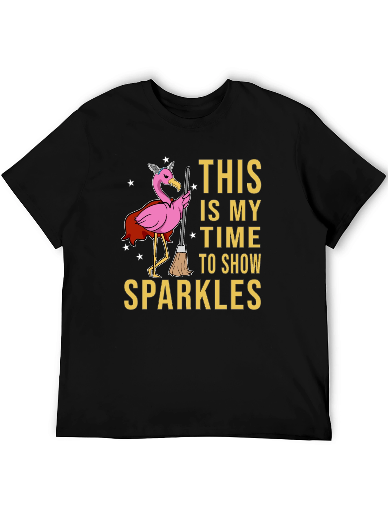 Black Sparkle Time Flamingo T-Shirt view 5