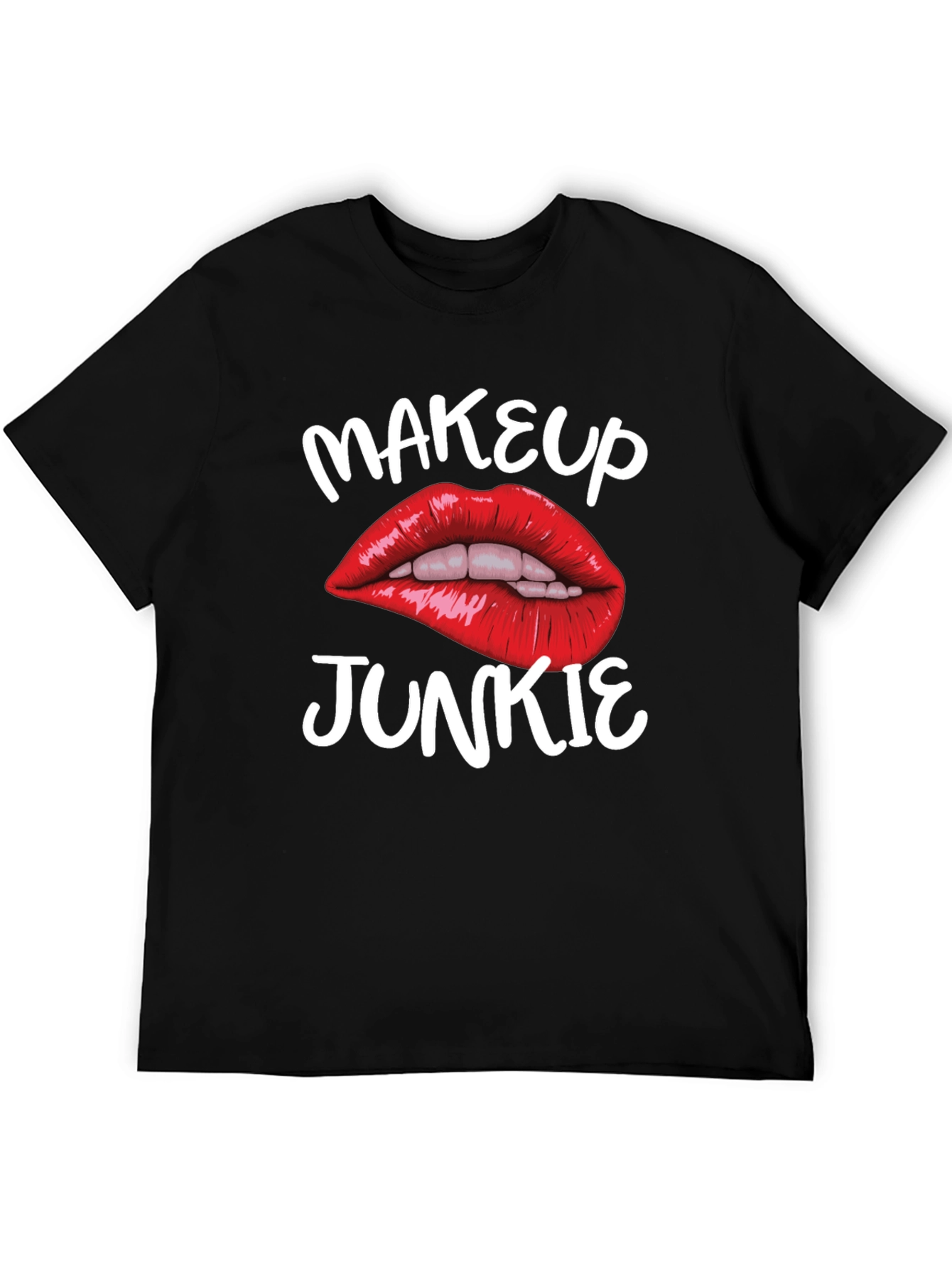 Black Makeup Junkie Graphic Tee - Bold Lips Black T-Shirt view 5