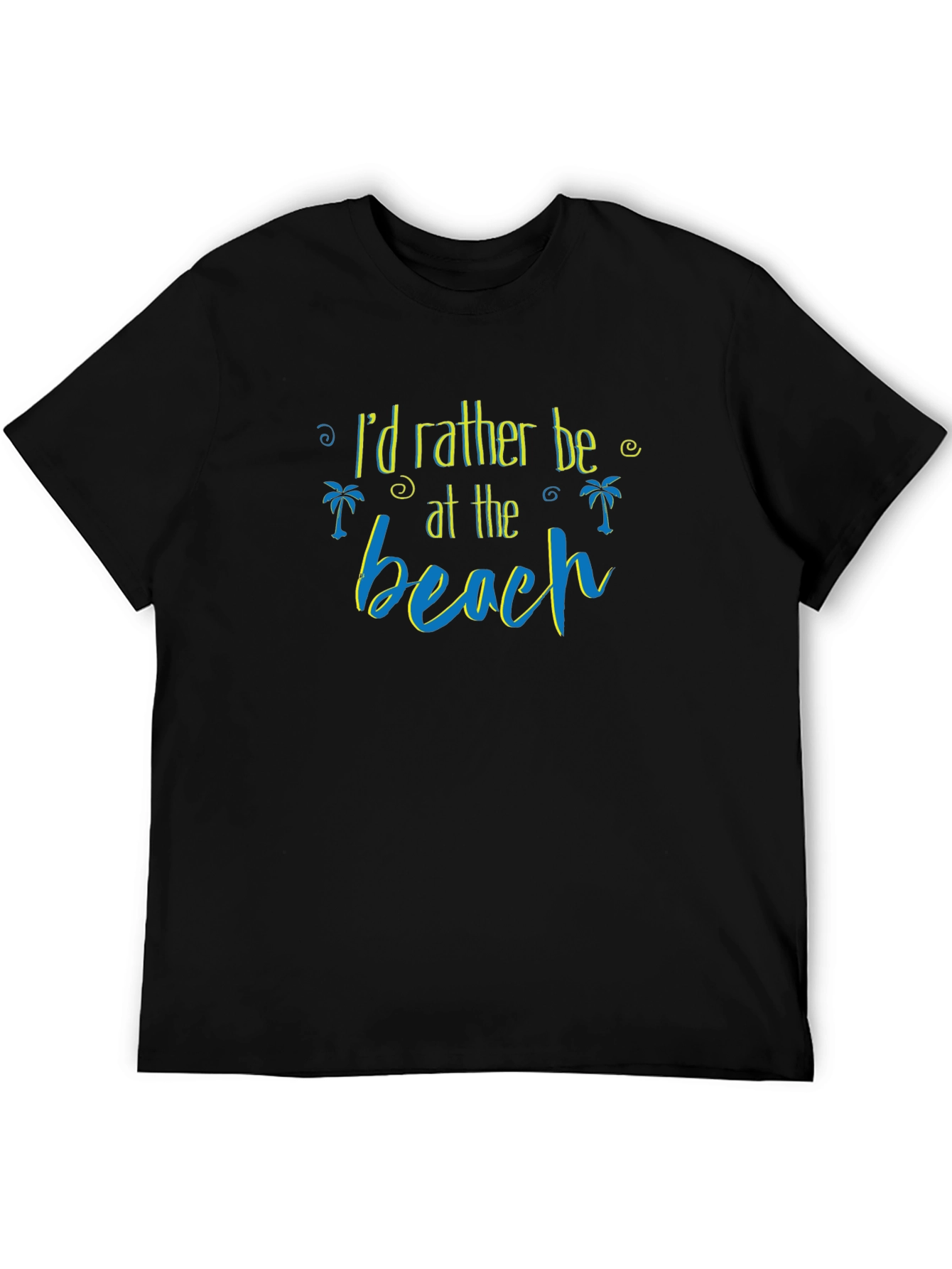 Black Beach Lover Tee: I'd Rather Be At The Beach T-Shirt view 5
