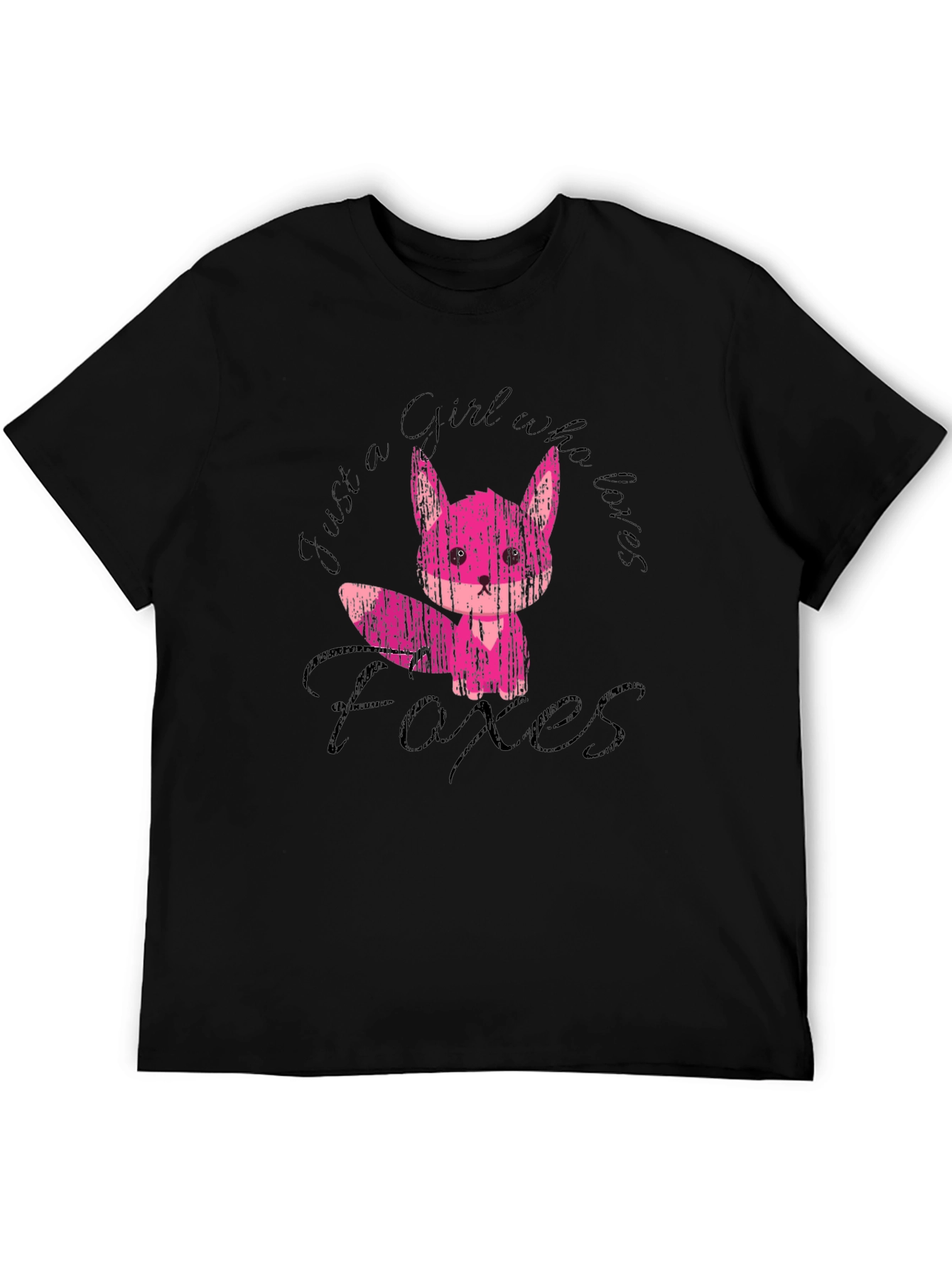 Black Girl Who Loves Foxes Black T-Shirt view 5