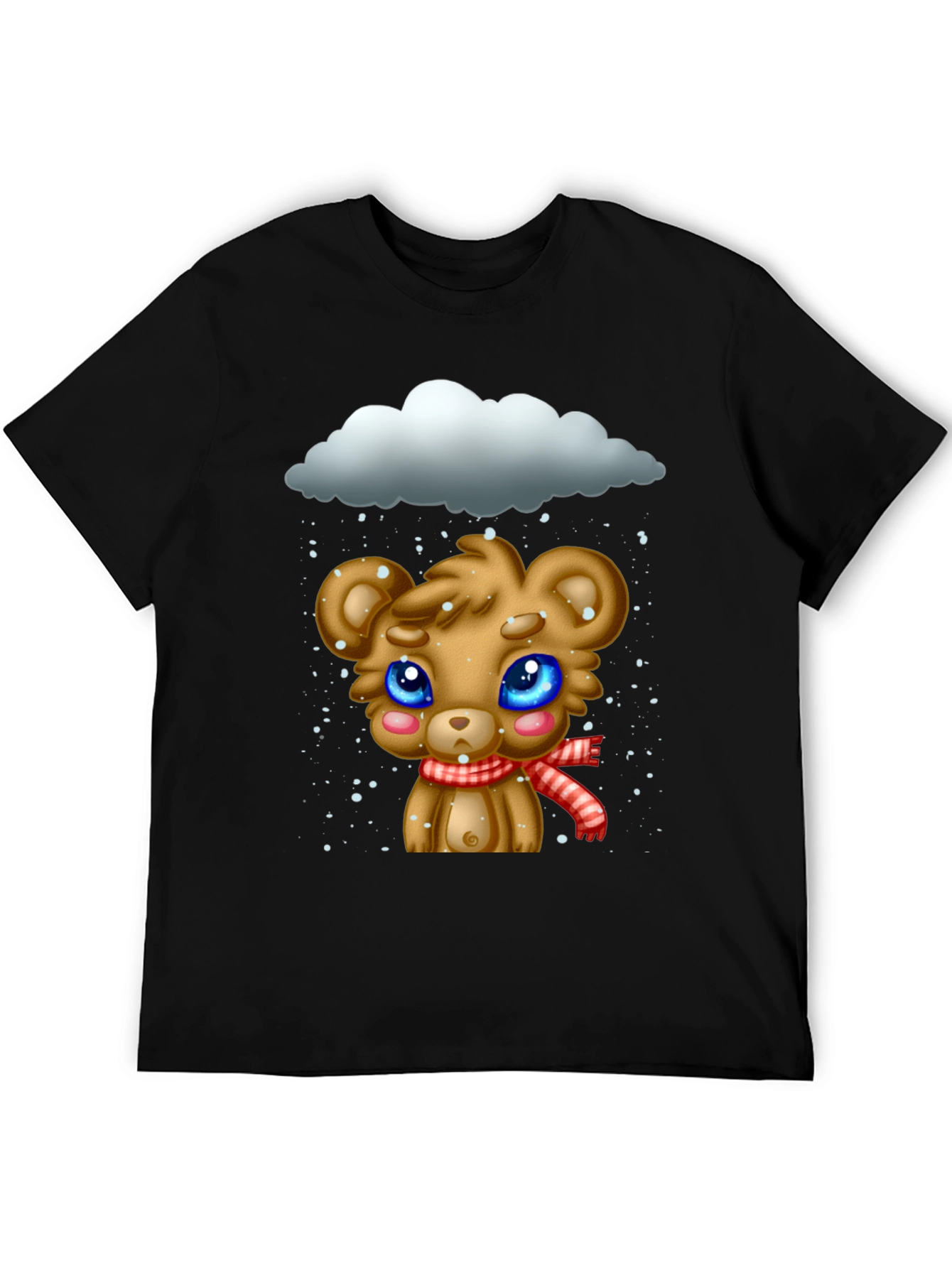 Black Cute Bear in Snow Graphic T-Shirt view 5
