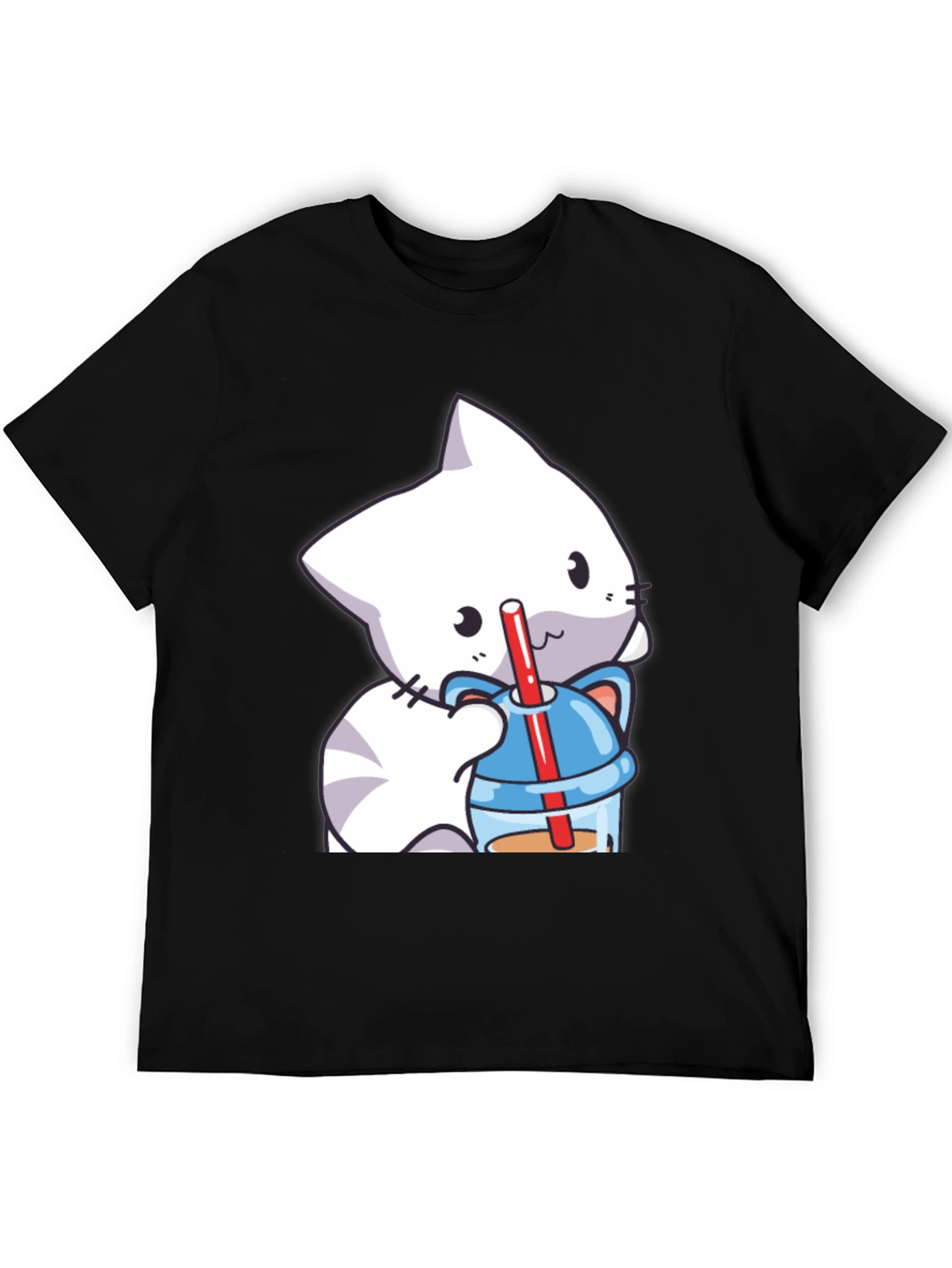 Black Cute Cat Boba T-Shirt - Kawaii Style view 5