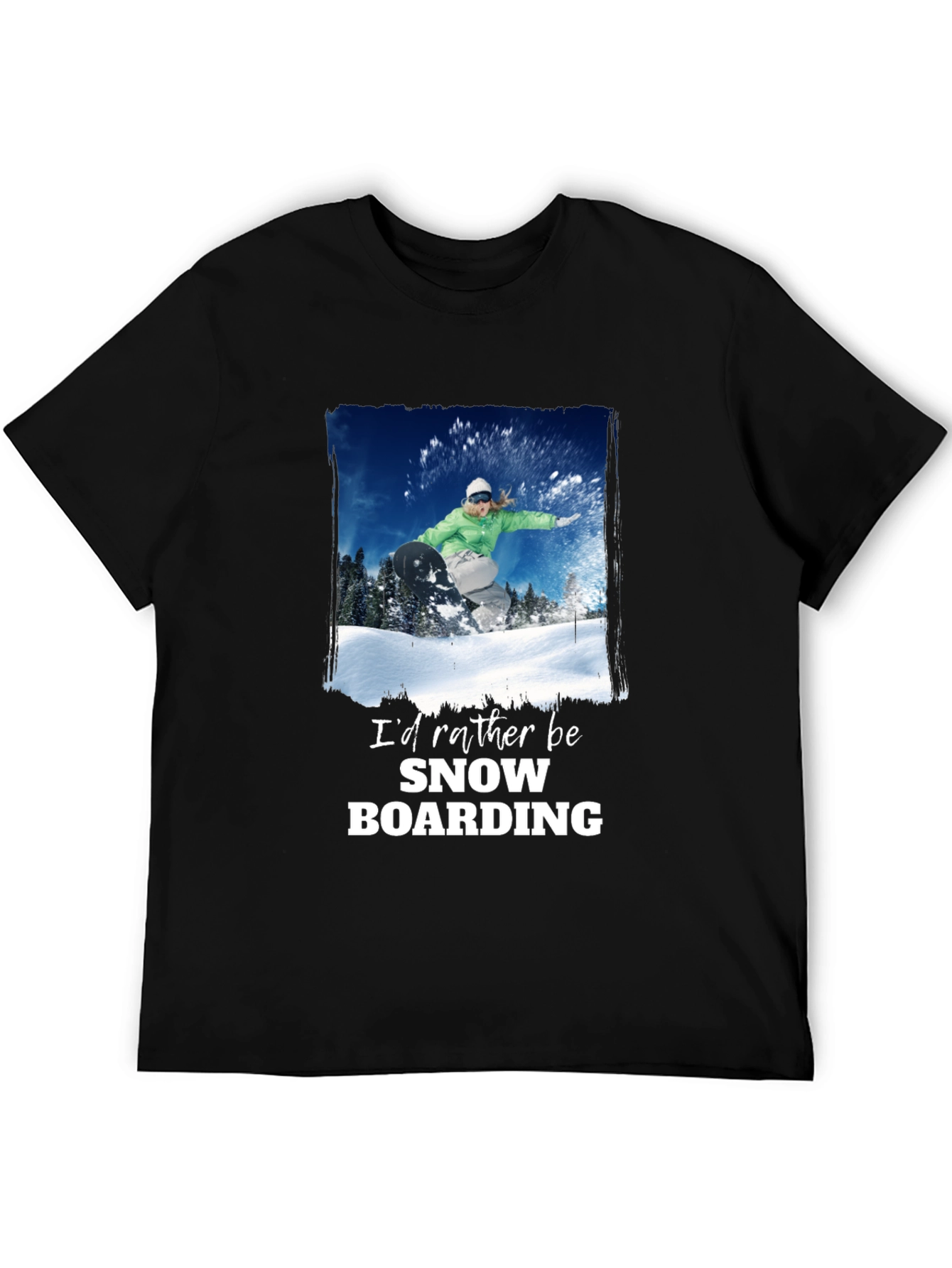 Black Snowboarding Graphic T-Shirt - Black view 5