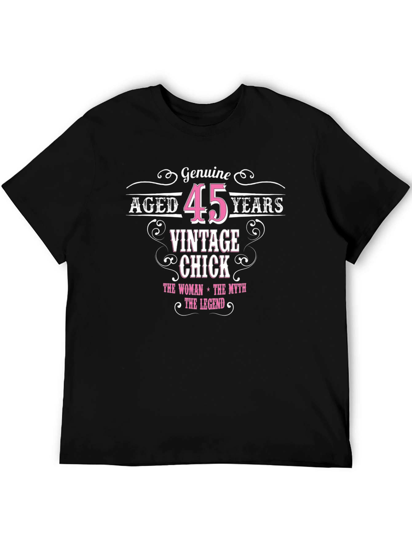 Black Vintage Chick 45th Birthday T-Shirt view 5