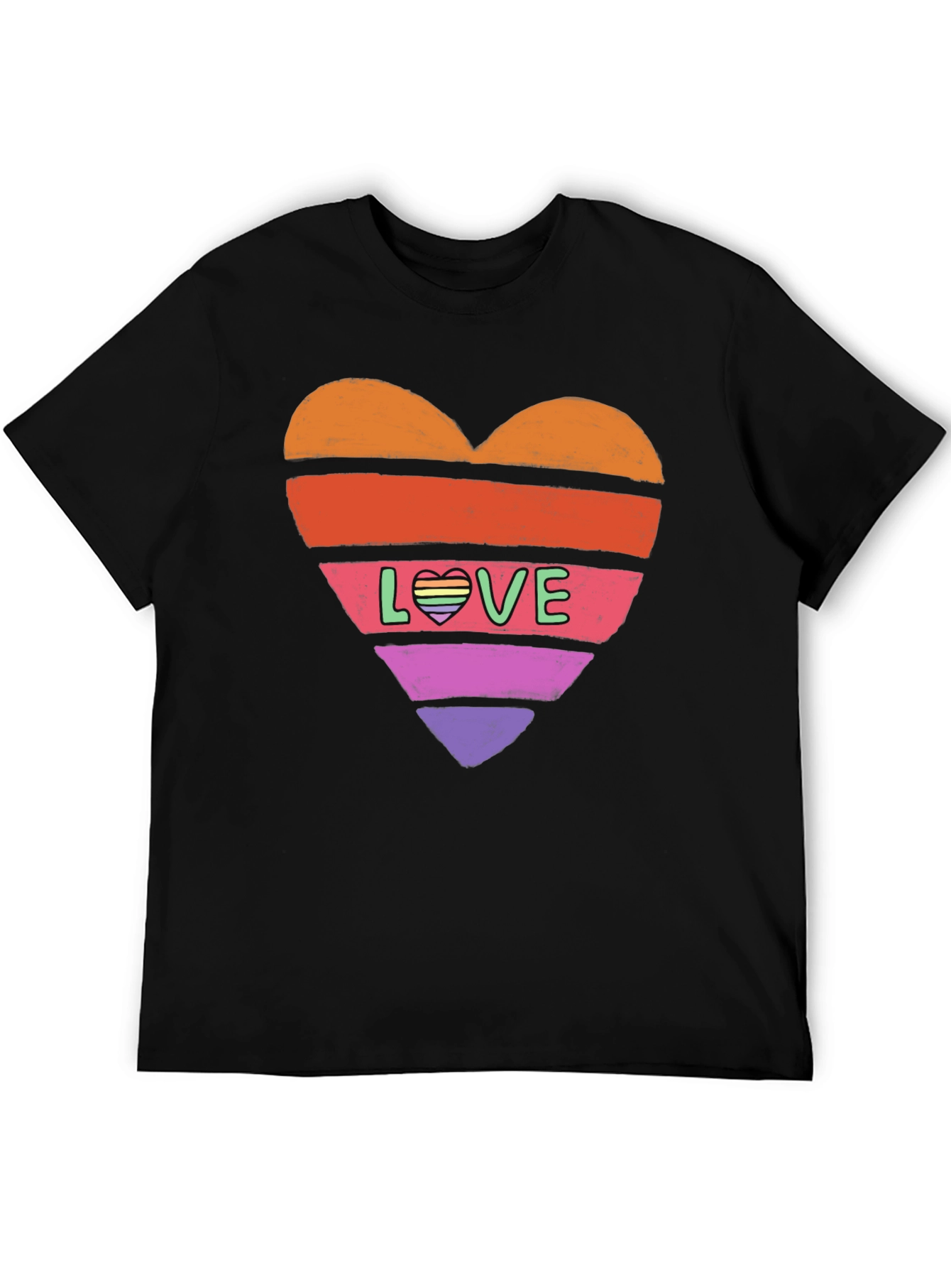 Black Rainbow Heart Love Graphic Tee view 5