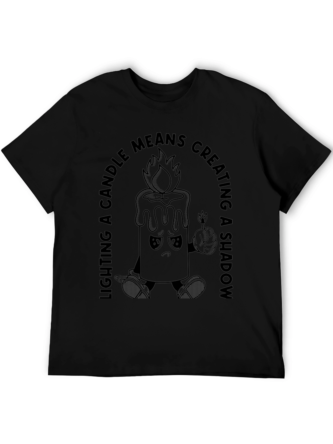 Black Lighting A Candle Graphic Tee - Black Cotton Blend view 5
