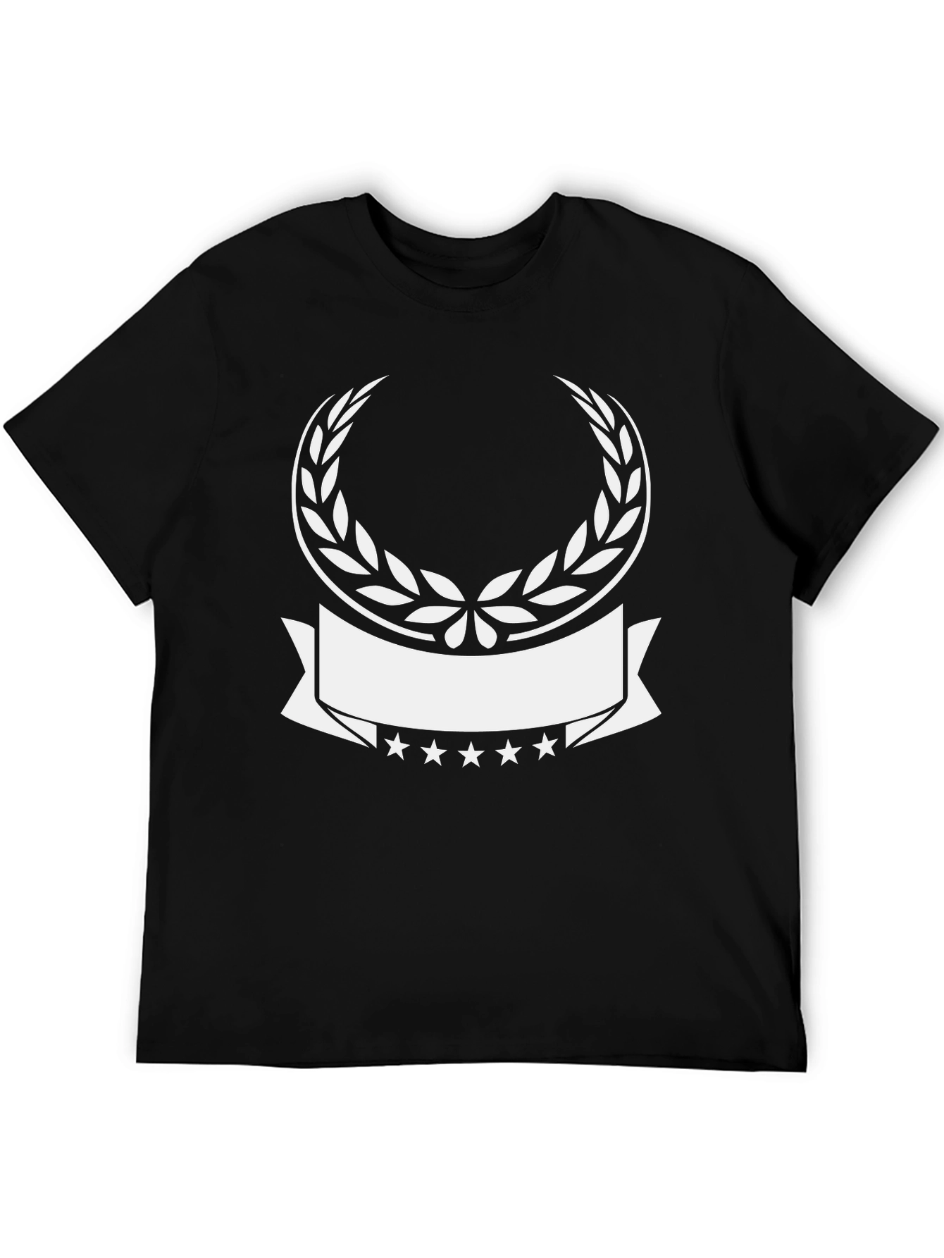 Black Customizable Graphic T-Shirt with Laurel Wreath Design view 5