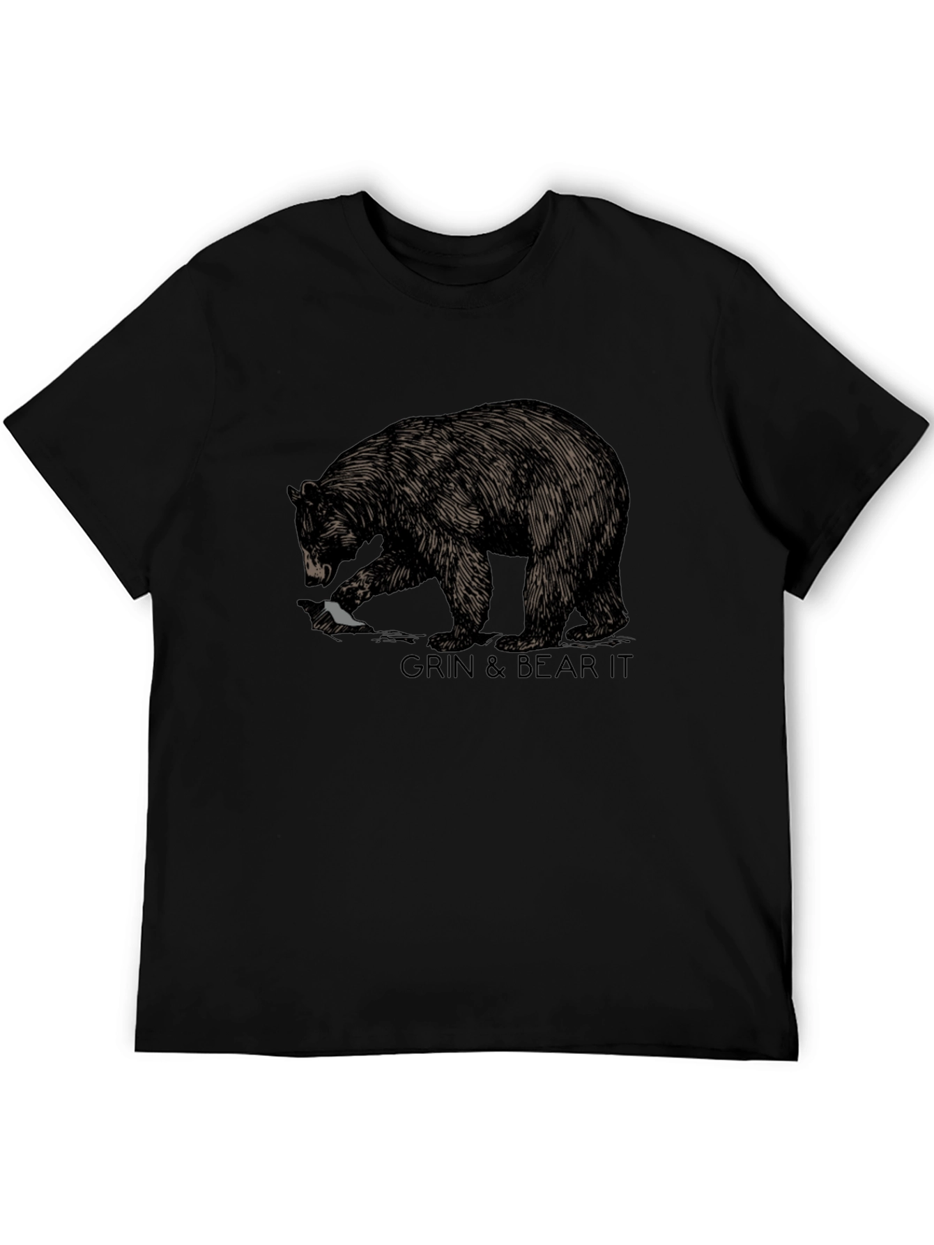 Black Grin & Bear It Graphic Tee - Black view 5