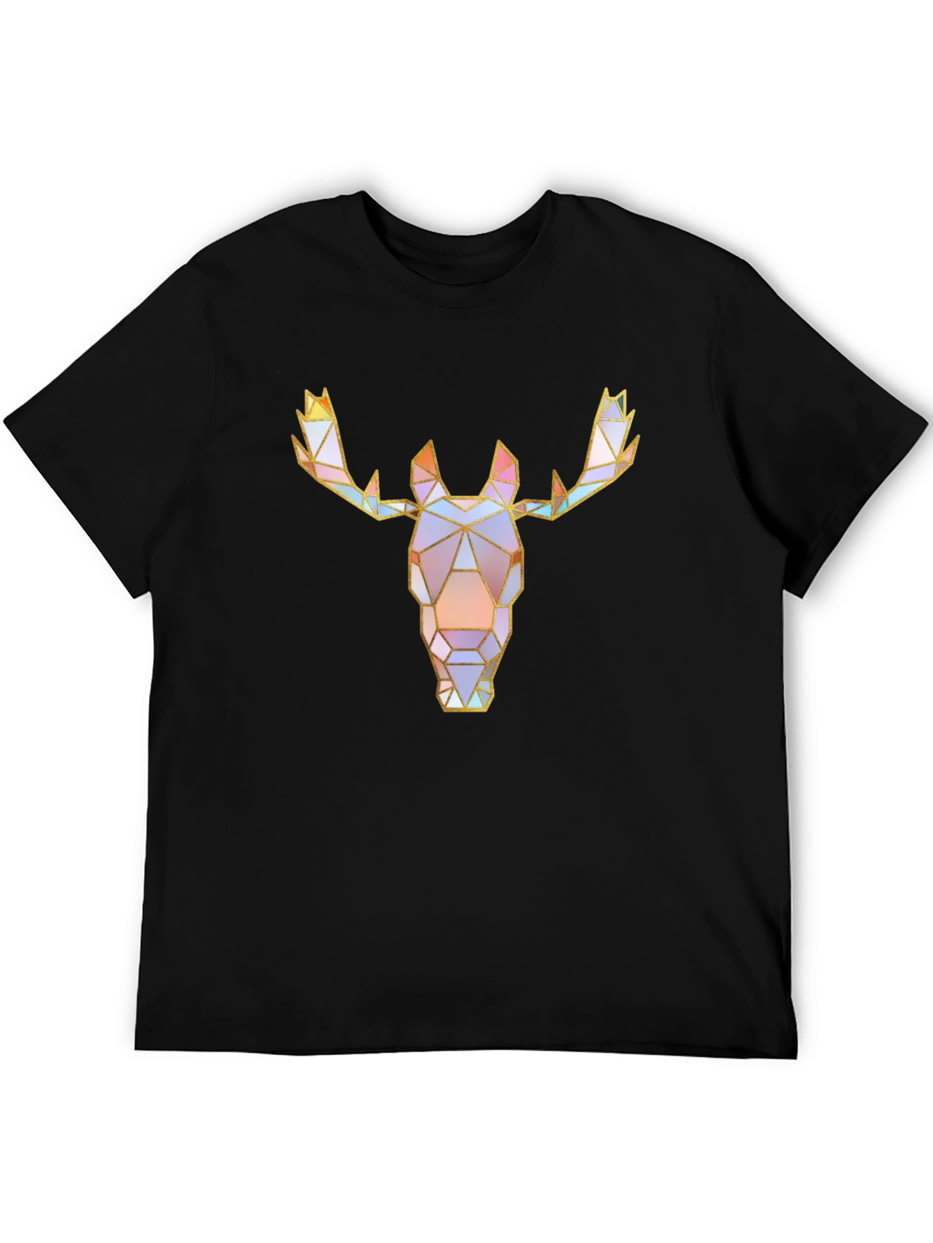 Black Geometric Moose Graphic Tee - Modern Style view 5