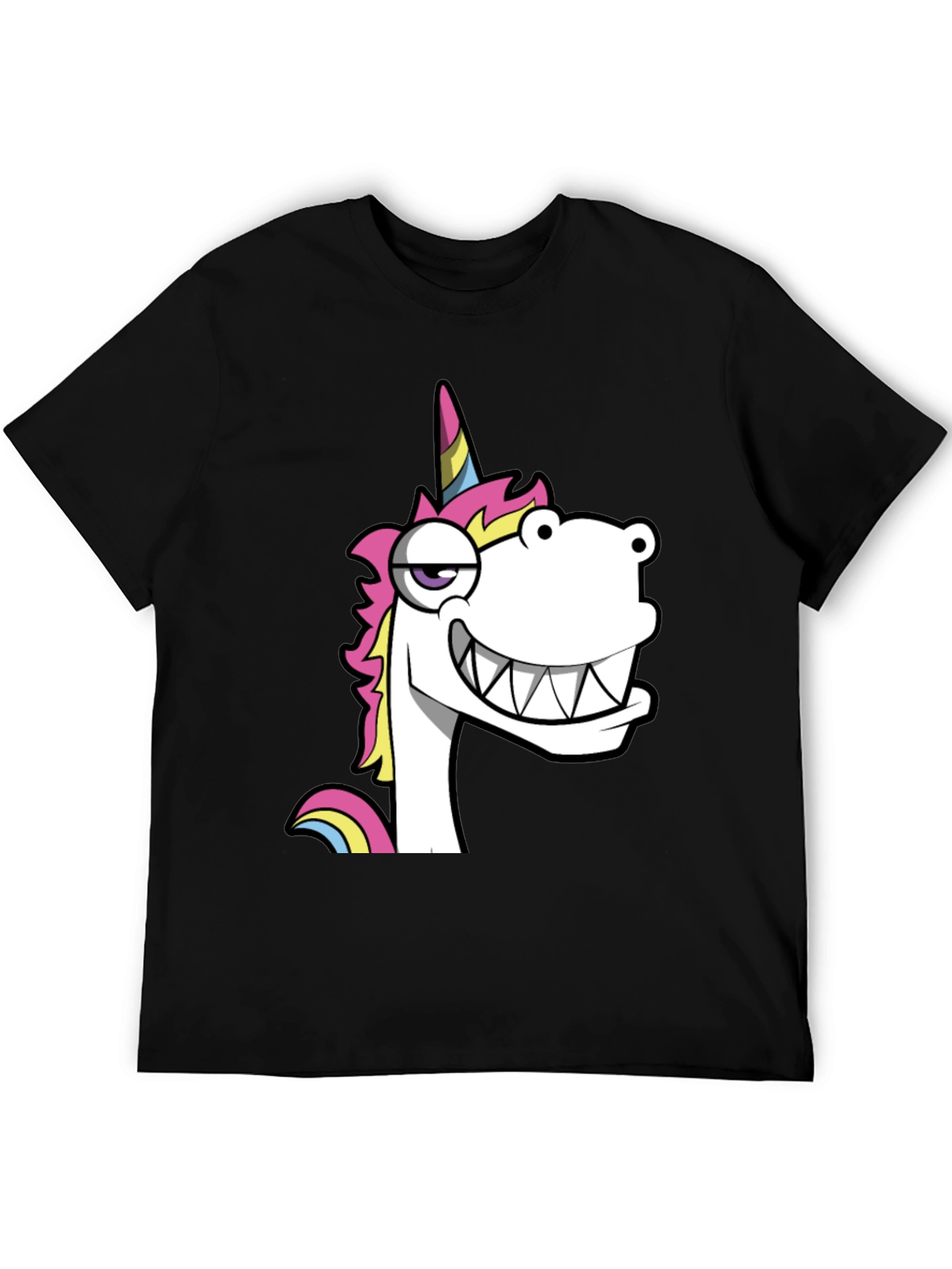 Black Funny Unicorn Graphic Black T-Shirt view 5