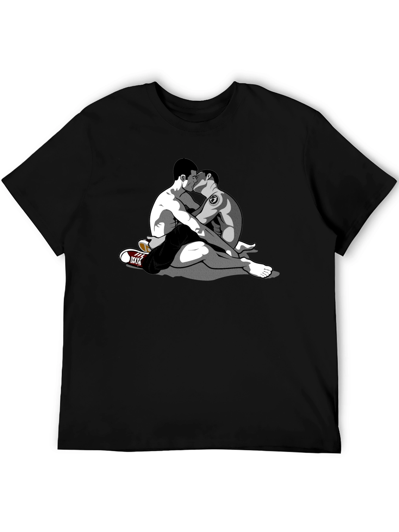 Black Embrace Tee - Graphic Gay Kiss Design view 5