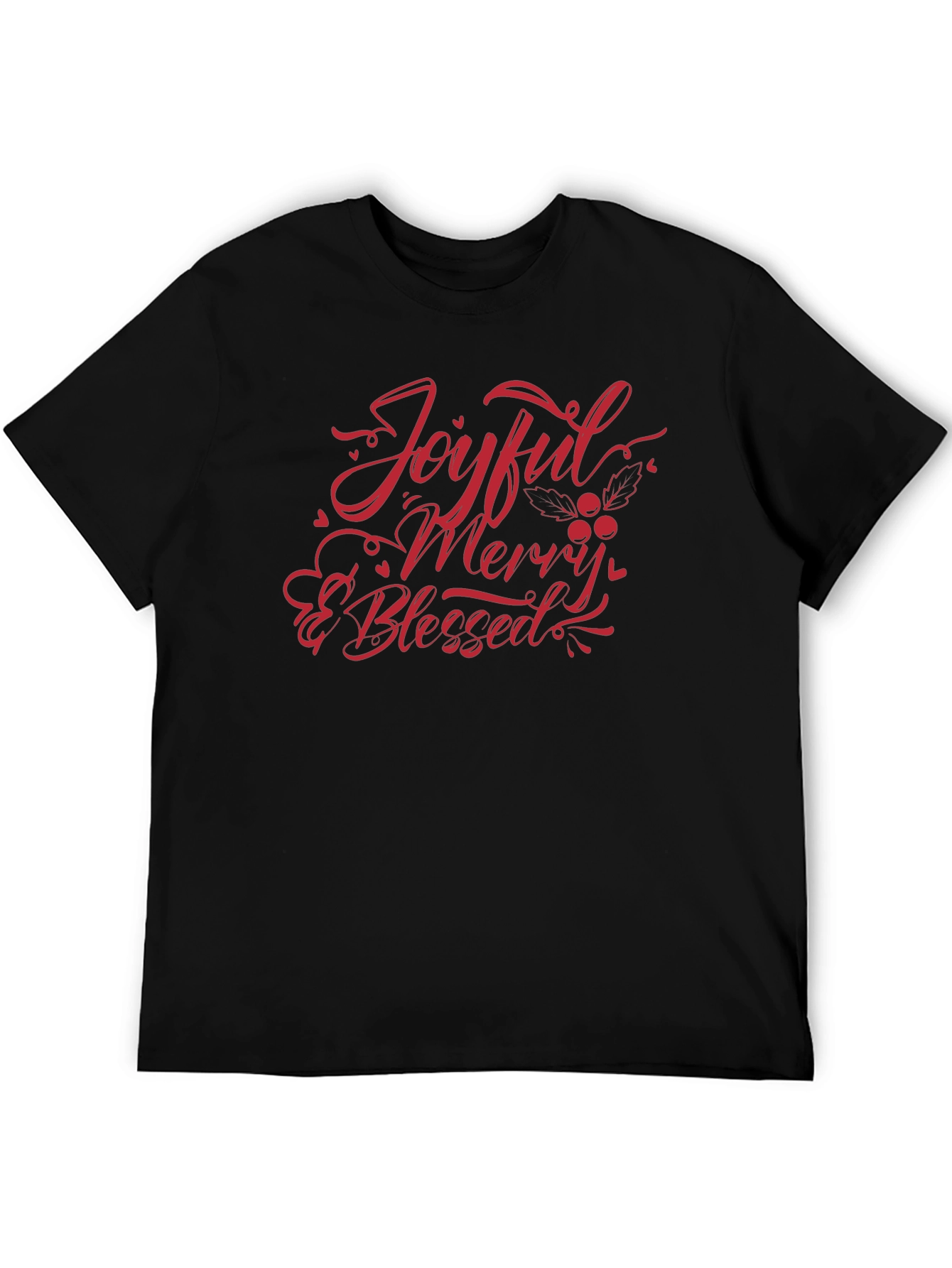 Black Joyful Merry & Blessed Black T-Shirt view 5