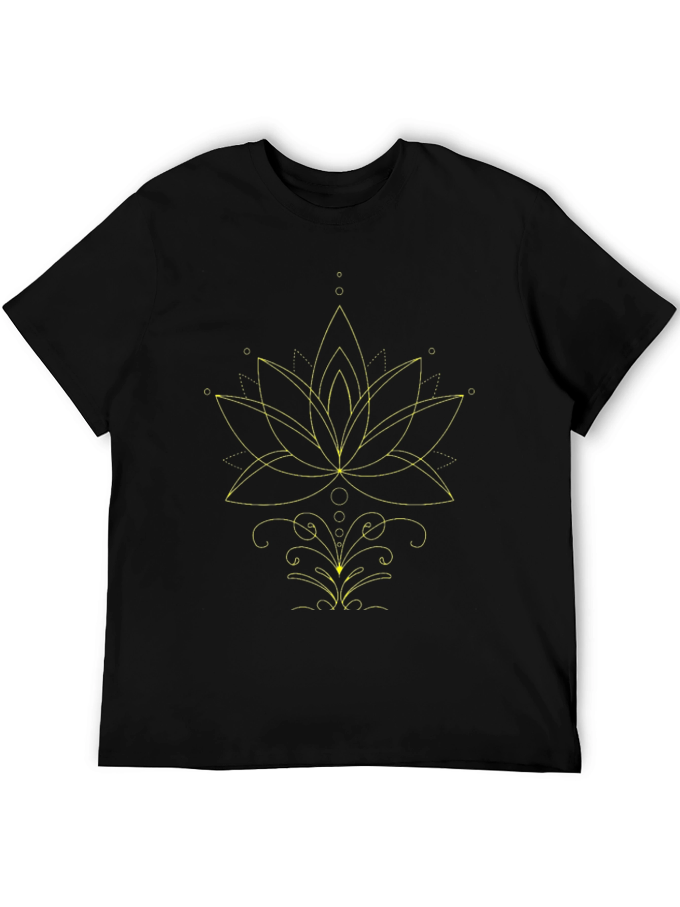 Black Geometric Lotus Graphic Tee - Black view 5