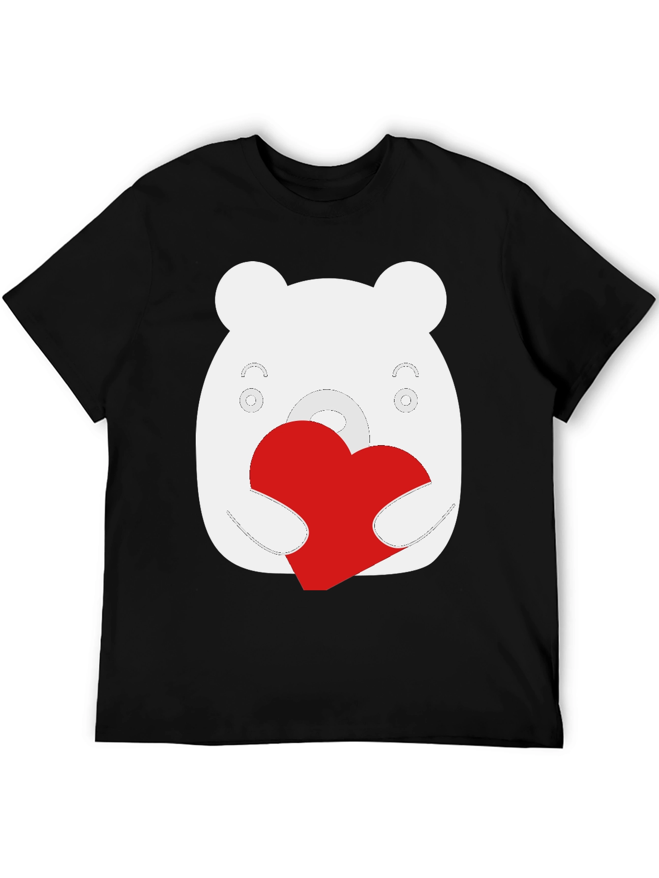 Black Cute Bear Heart Graphic Black T-Shirt view 5