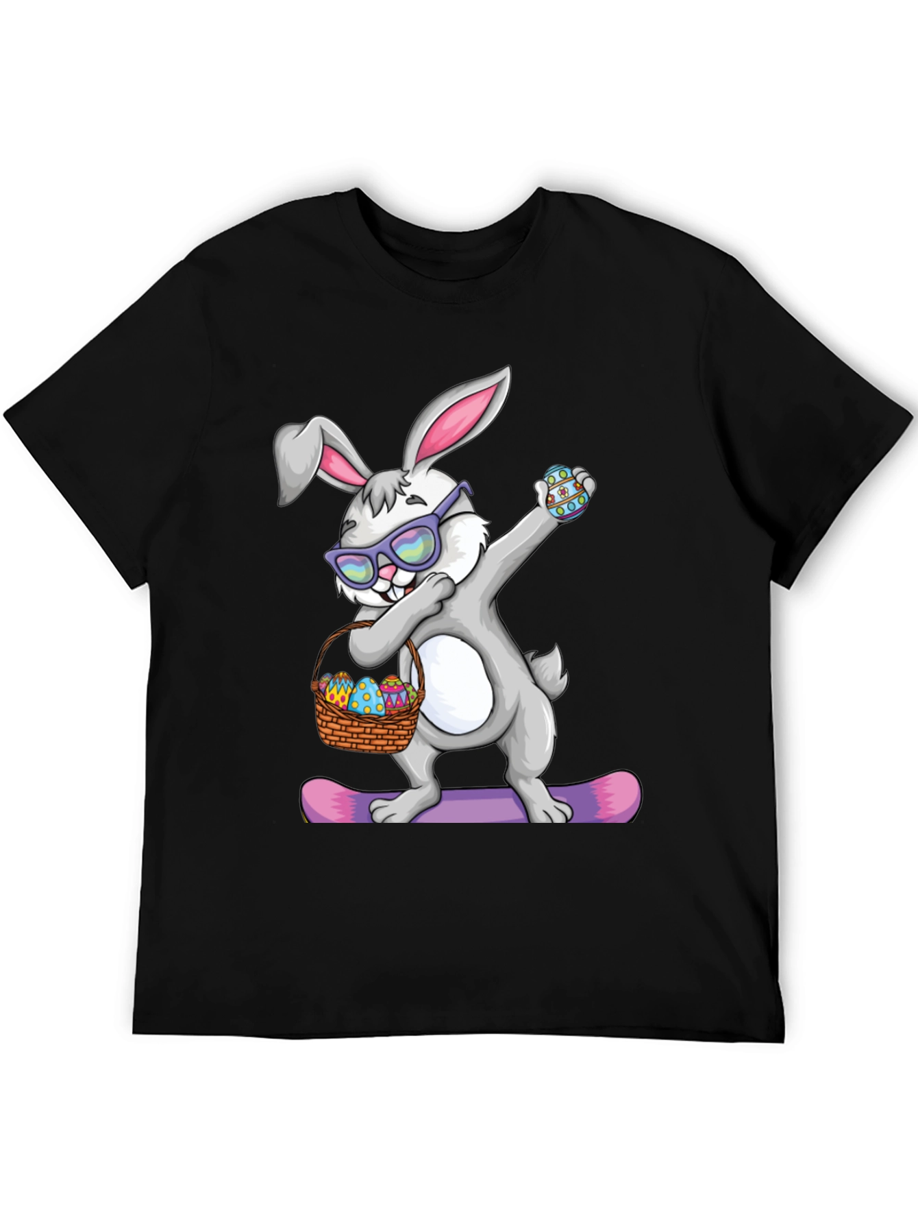 Black Dabbing Easter Bunny T-Shirt view 5