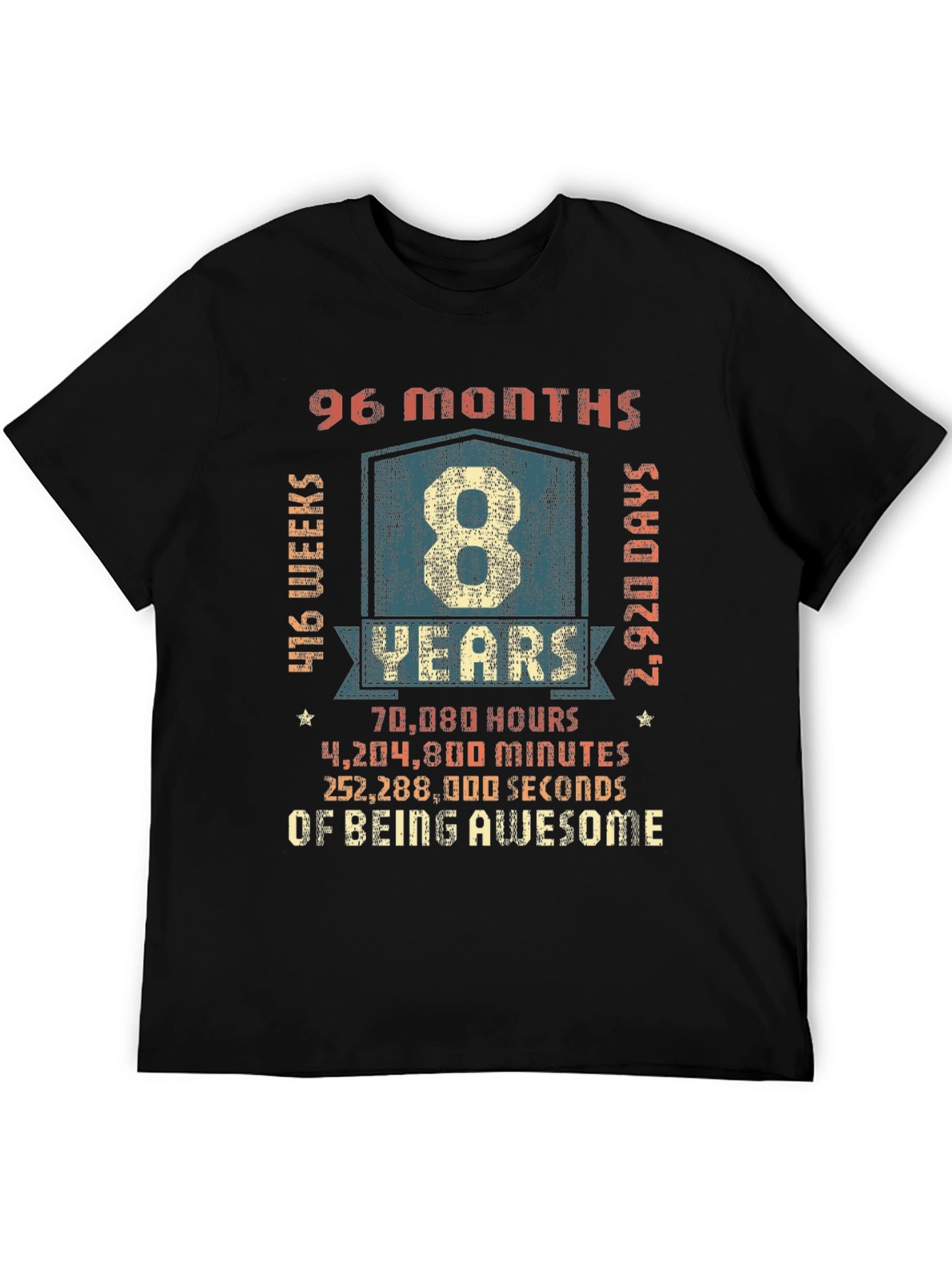 Black 8 Years of Being Awesome T-Shirt view 5