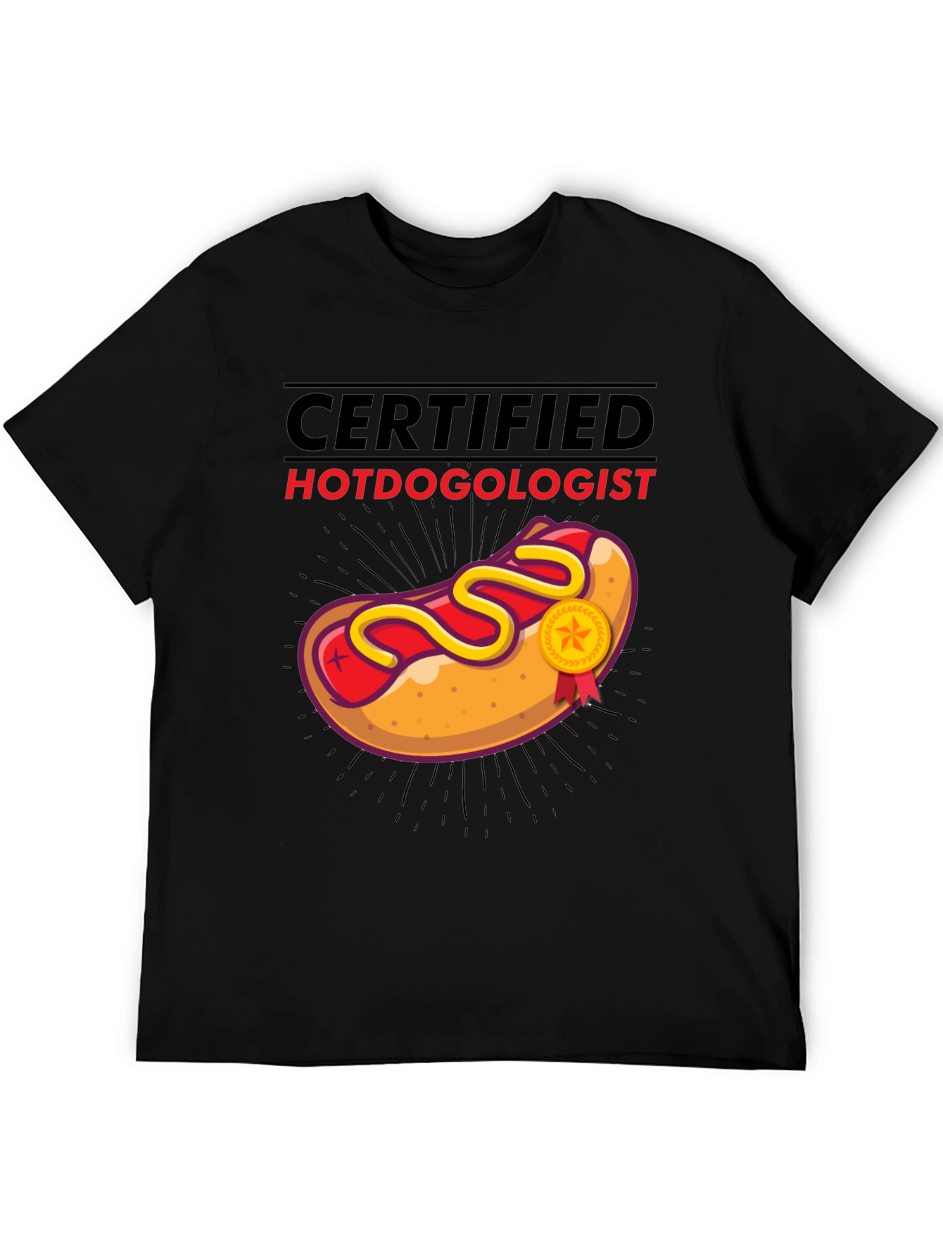 Black Certified Hotdogologist T-Shirt - Funny Foodie Tee view 5