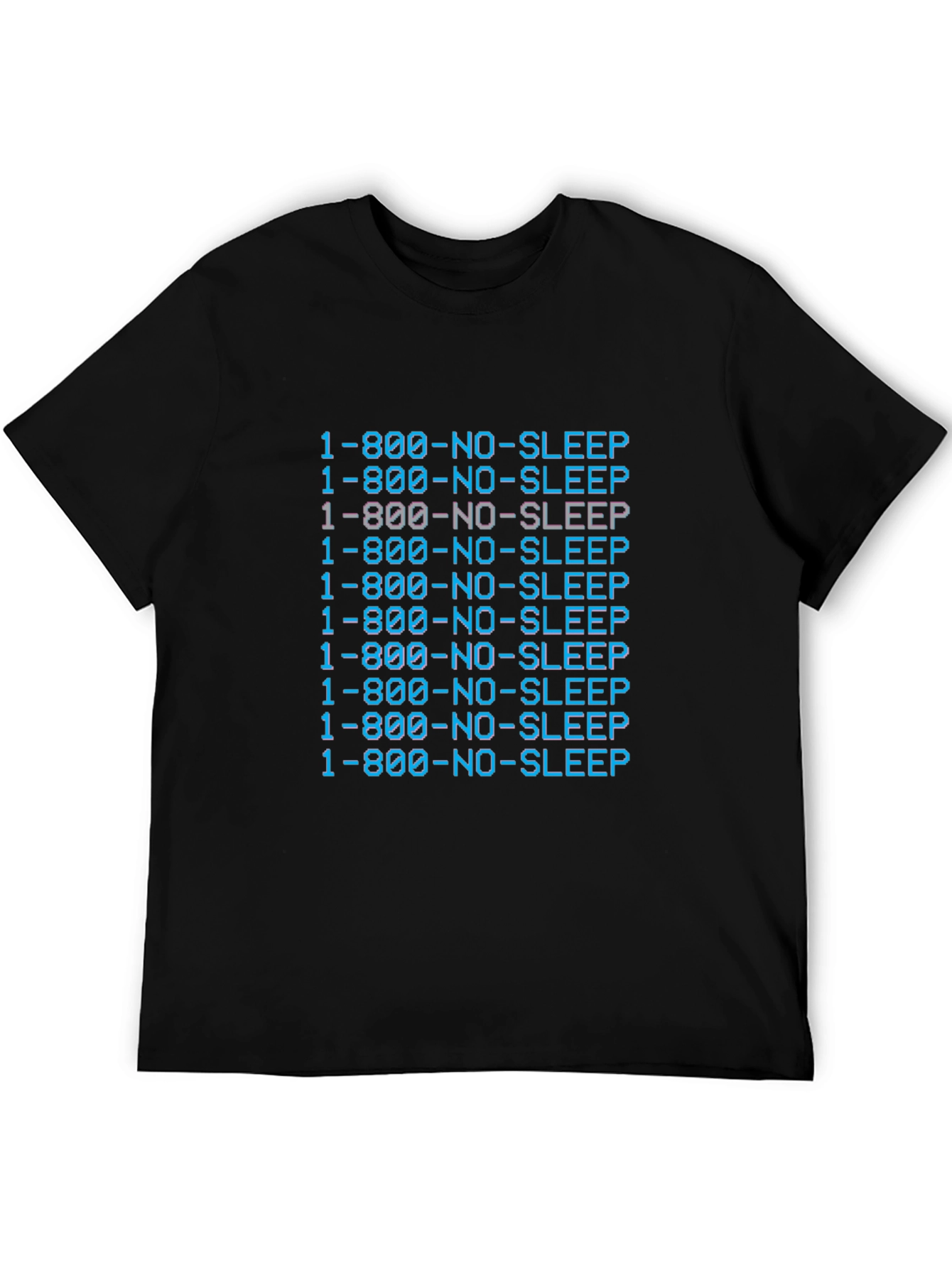 Black 1-800-NO-SLEEP Black Graphic Tee view 5