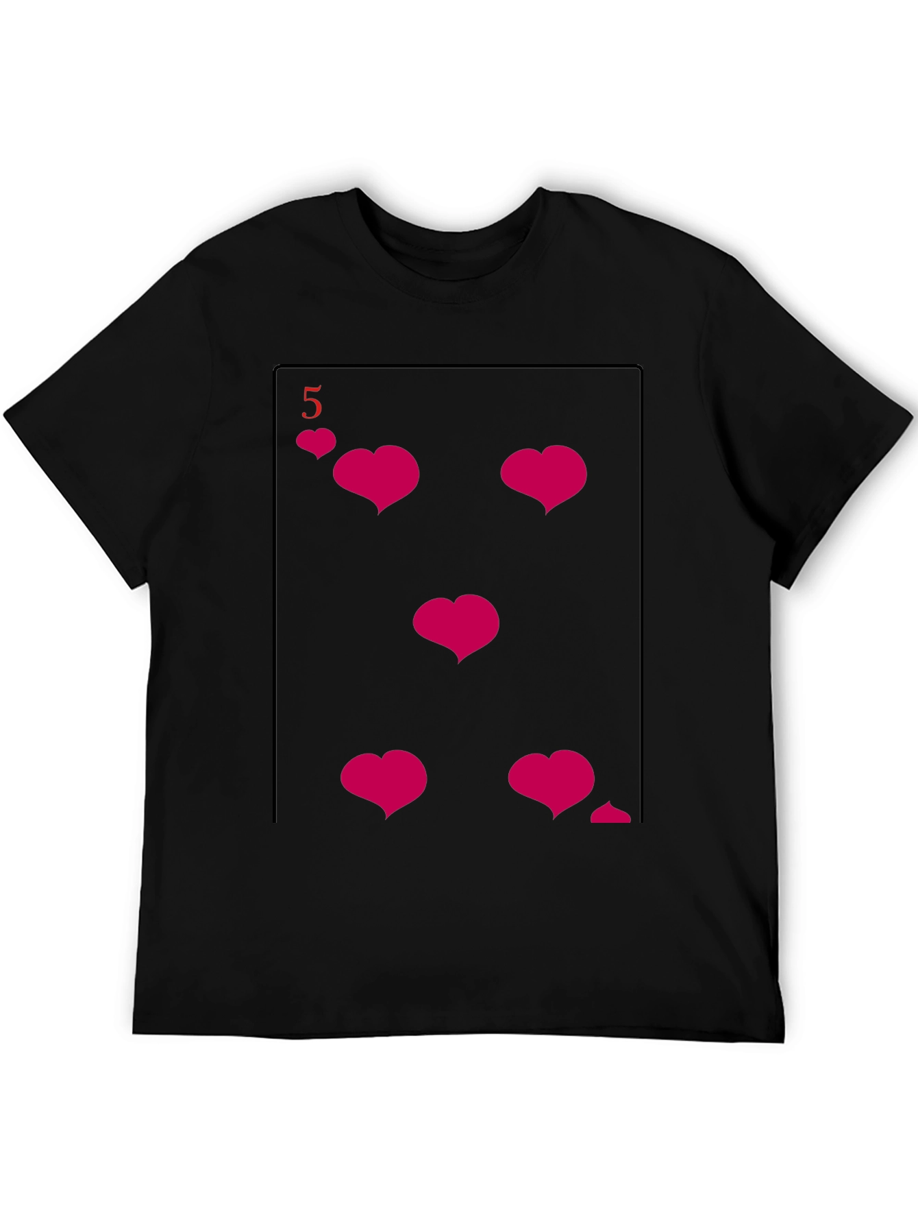 Black Five of Hearts Graphic Tee - Fun & Unique Design view 5