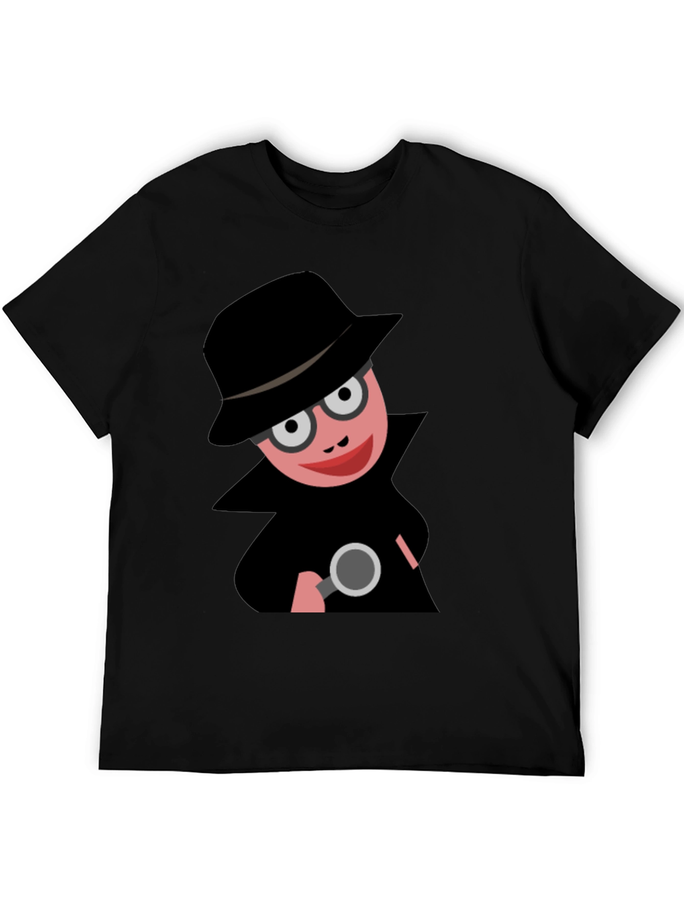 Black Cartoon Detective T-Shirt: Funny Spy Design view 5