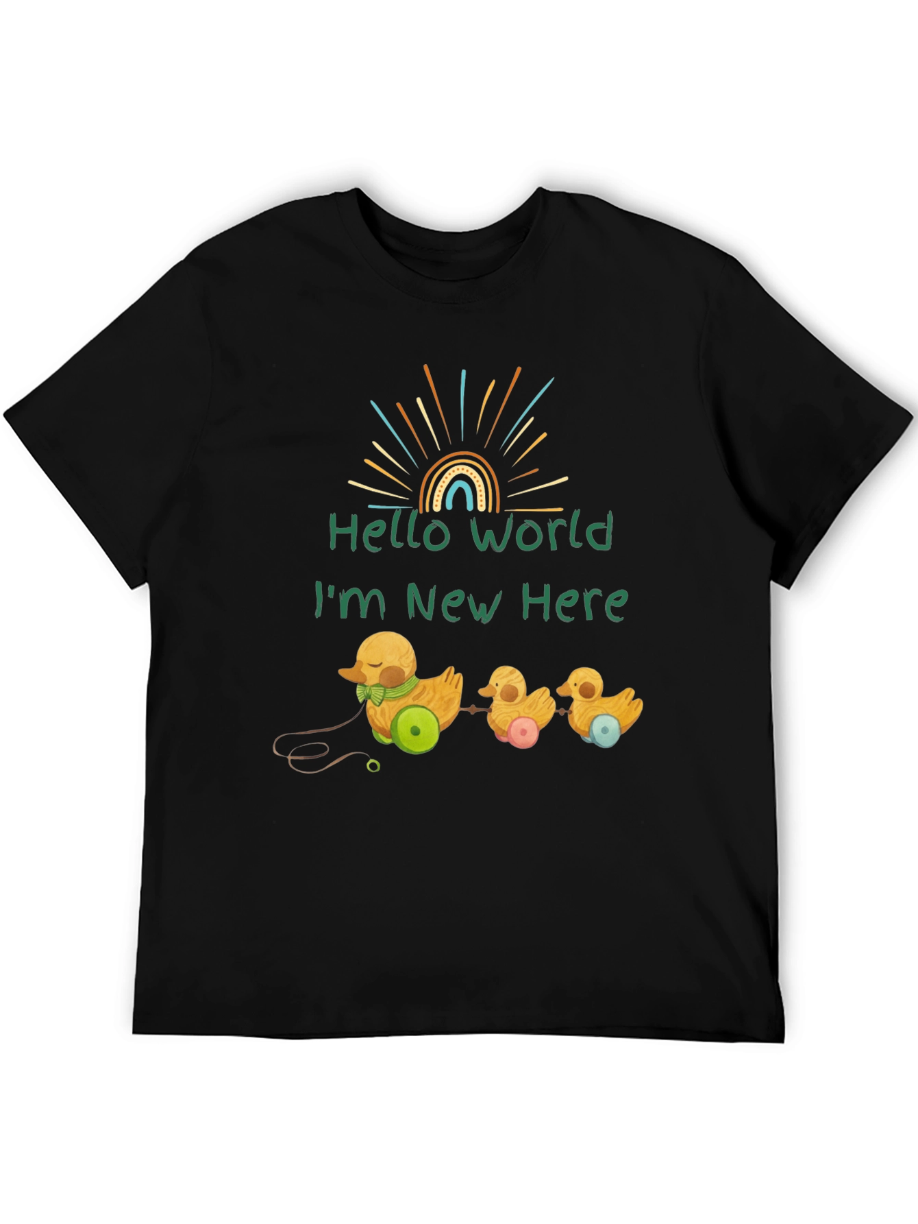 Black Hello World Duckling T-Shirt - Soft Cotton Tee view 5