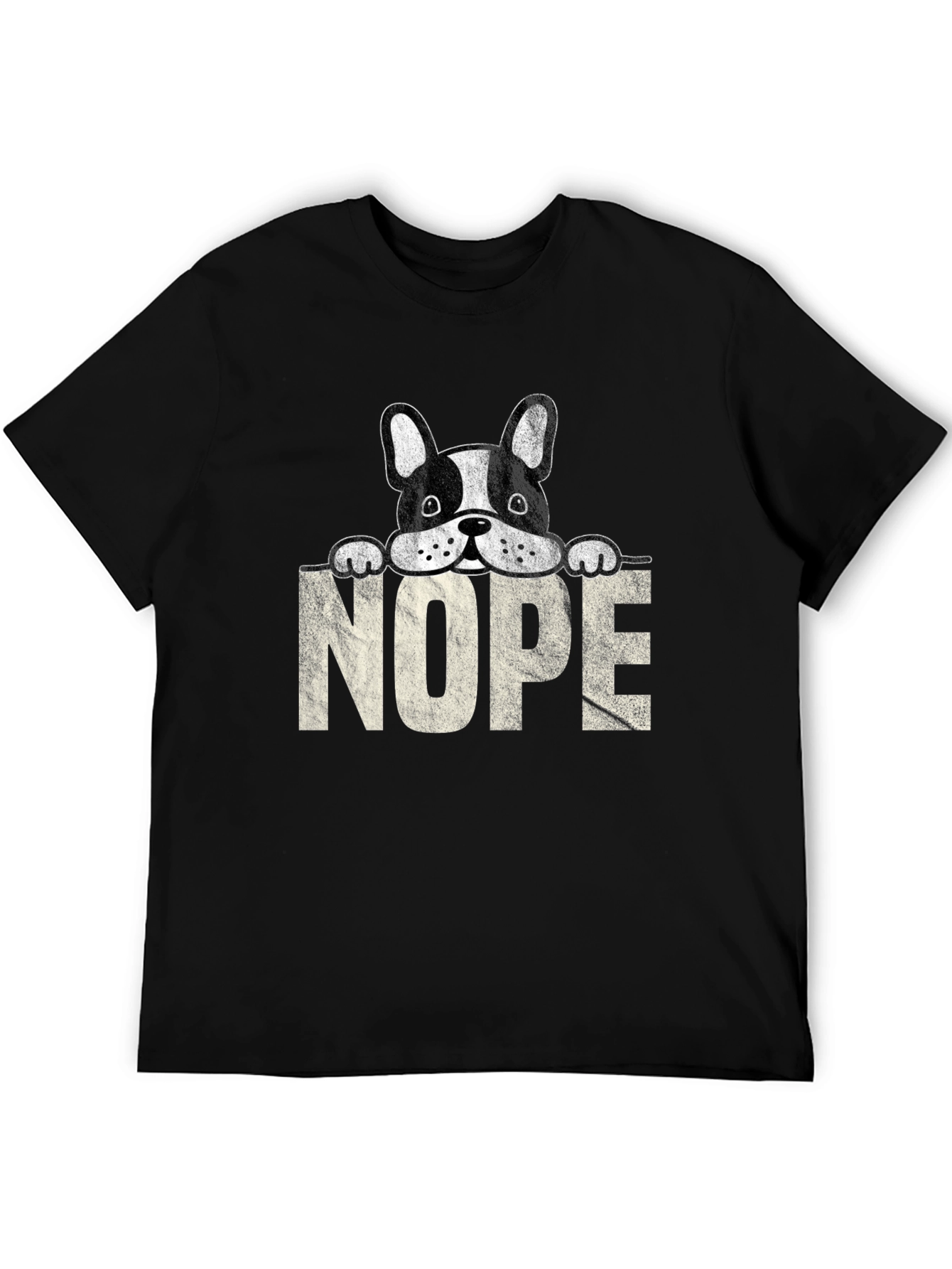 Black Nope Dog T-Shirt - Funny Graphic Tee view 5