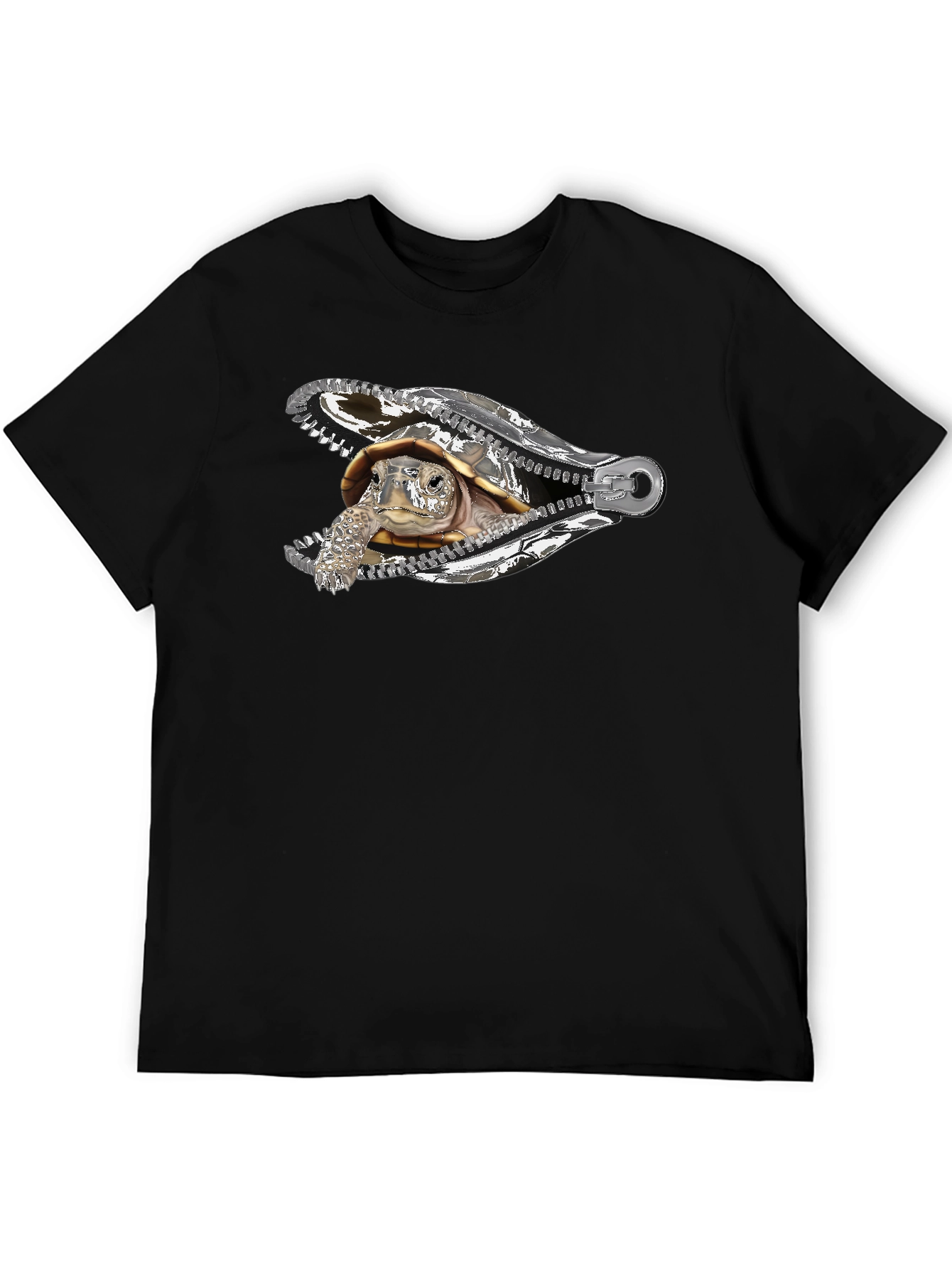 Black Turtle Zipper T-Shirt - Unique Graphic Tee view 5
