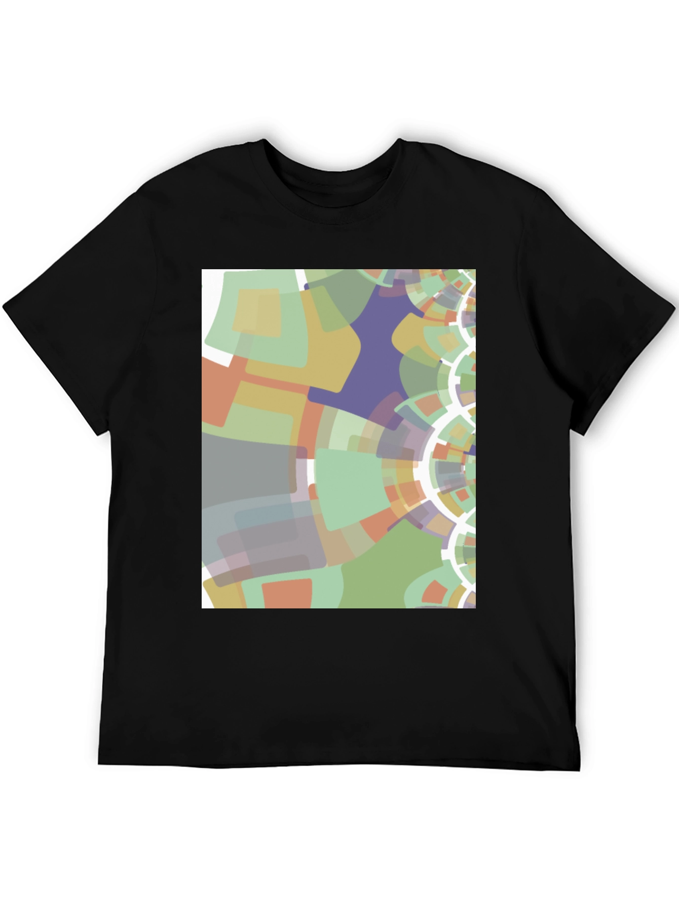 Black Abstract Geometric Graphic Print Black T-Shirt view 5