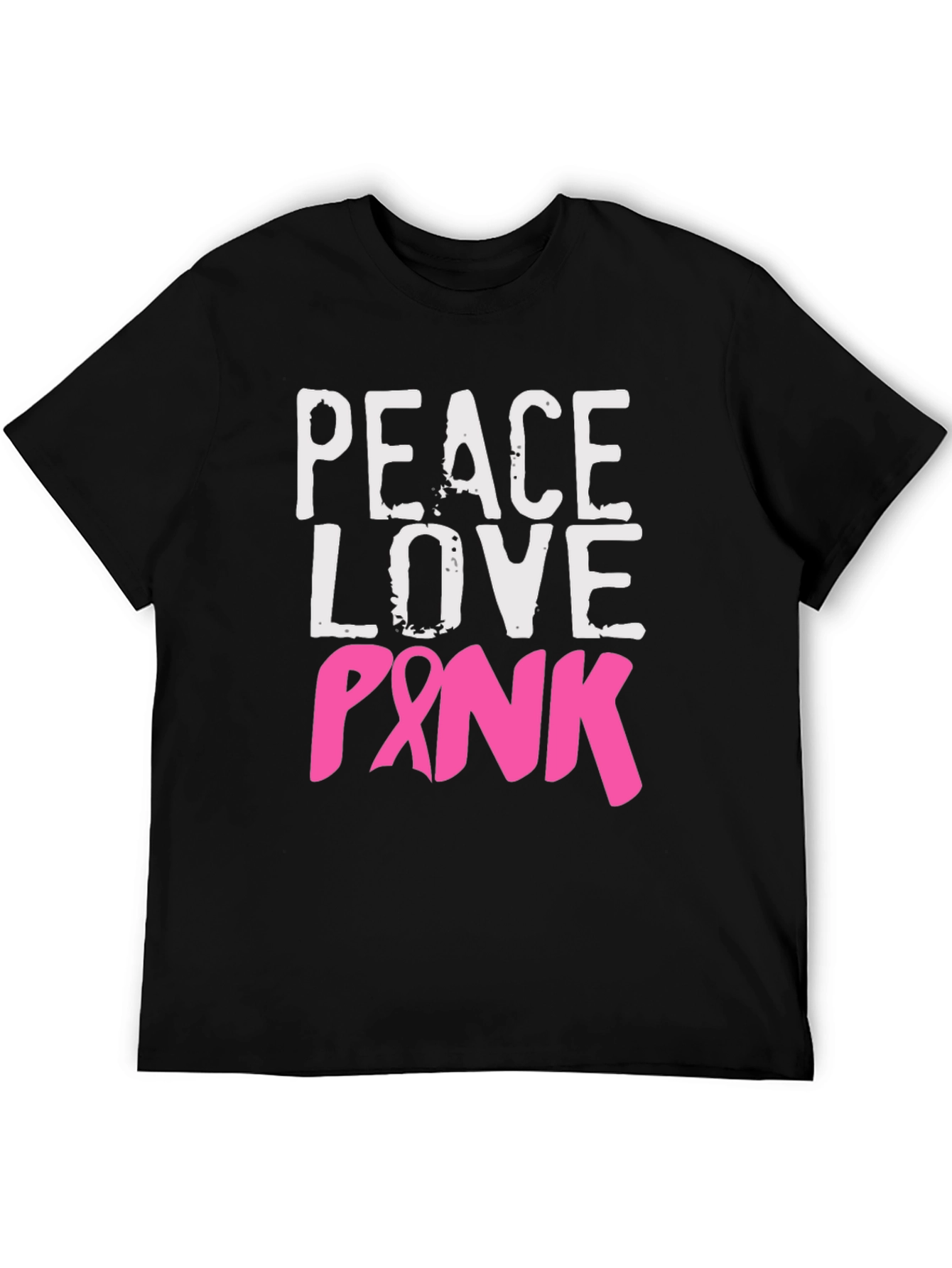 Black Peace Love Pink Breast Cancer Awareness T-Shirt view 5