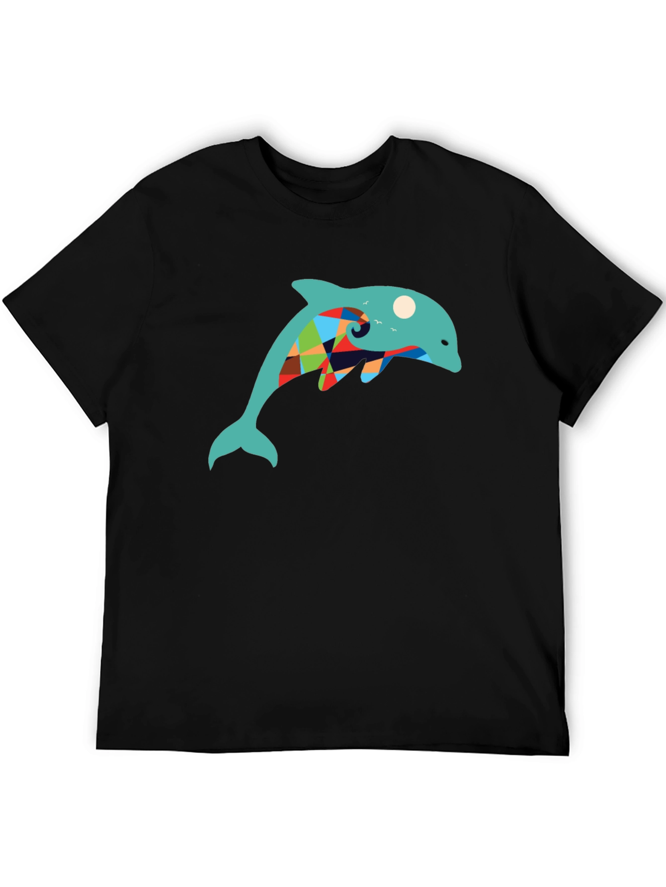Black Dolphin Graphic Print Tee - Stylish Black T-Shirt view 5