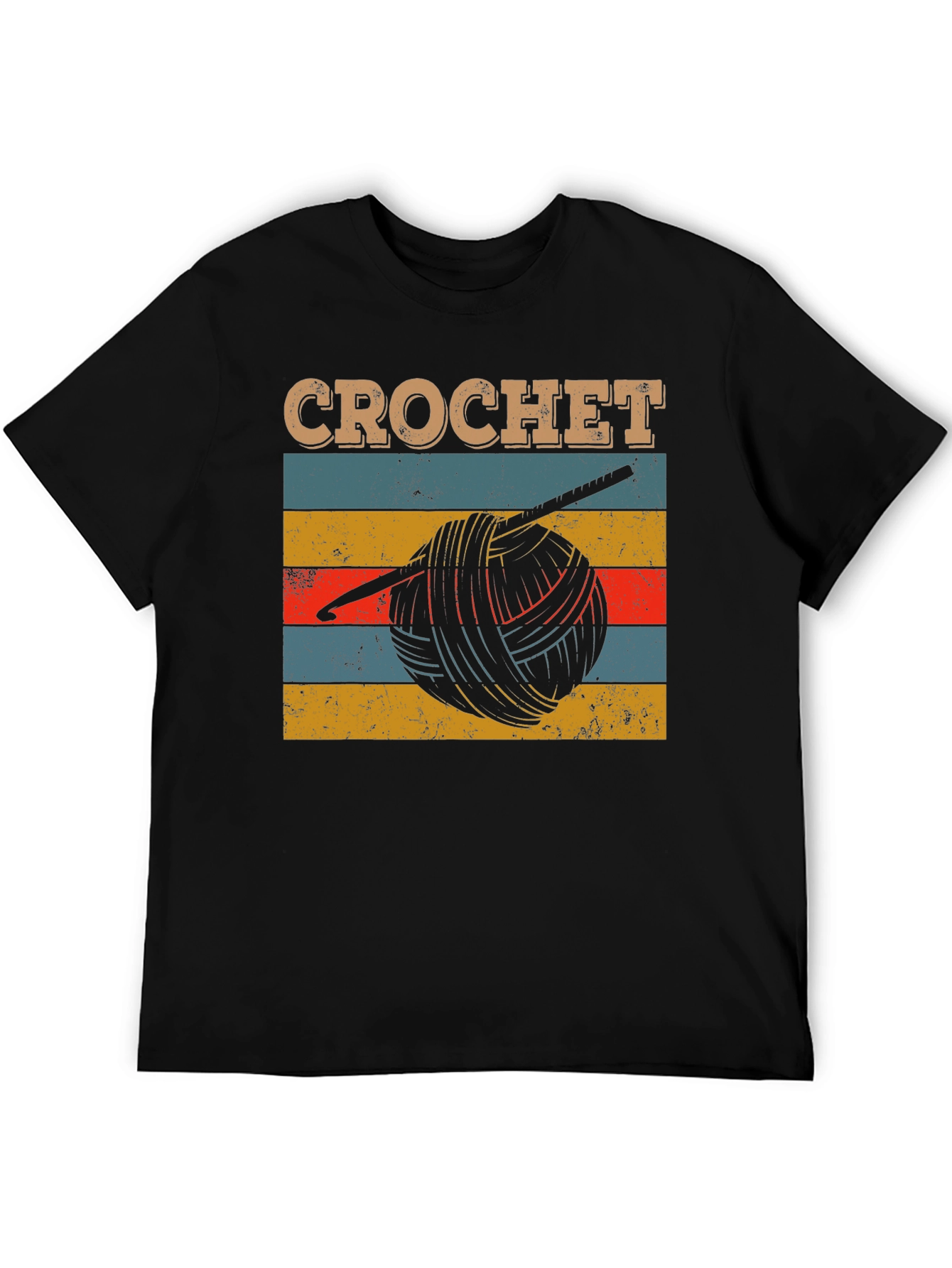 Black Vintage Crochet T-Shirt - Yarn and Hook Design view 5