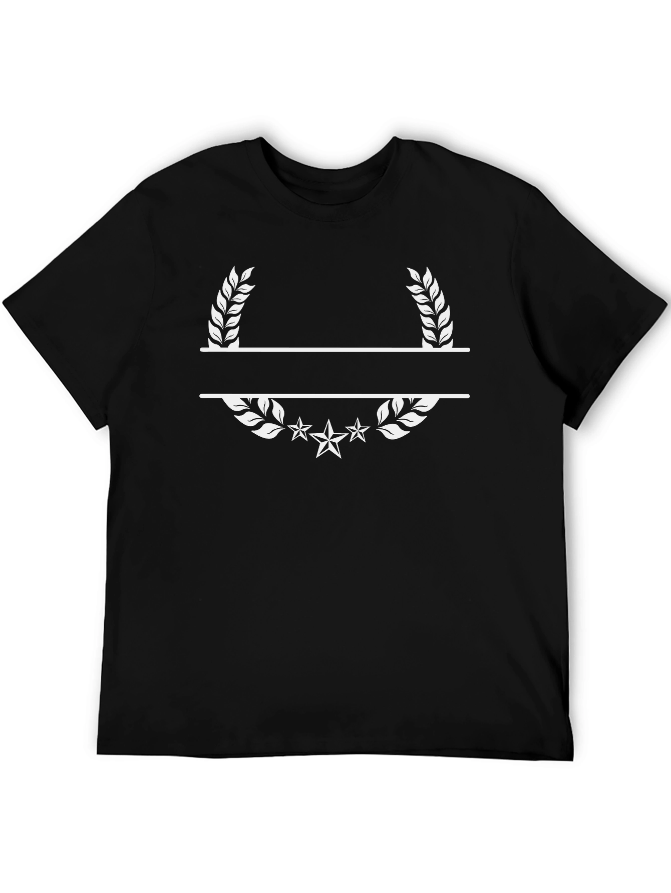 Black Customizable Laurel & Stars Graphic Black T-Shirt view 5