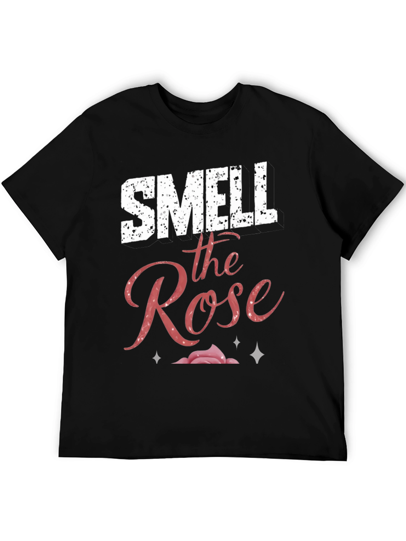 Black Smell the Rose Graphic Tee - Black Cotton Casual Top view 5